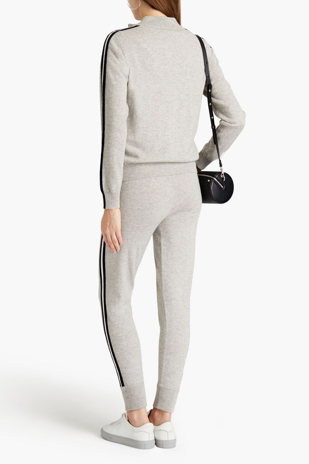 N.PEAL Striped mélange cashmere track pants