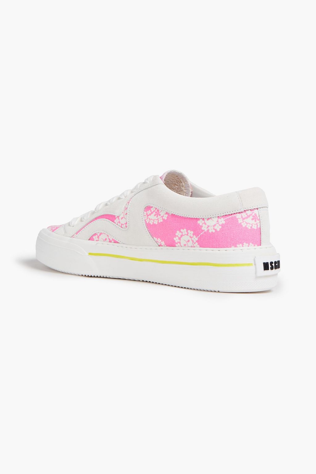 MSGM Suede and printed canvas sneakers