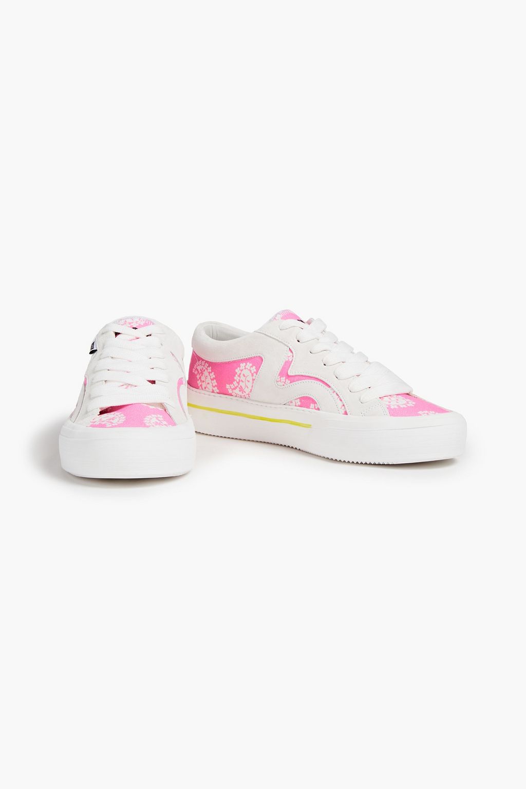 MSGM Suede and printed canvas sneakers