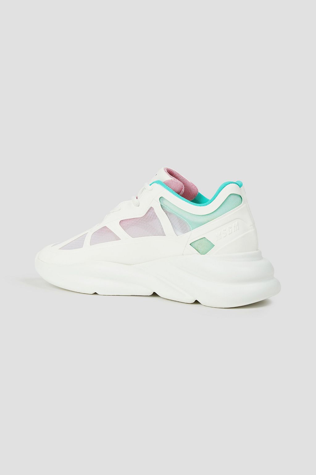 MSGM Metallic faux leather and mesh sneakers