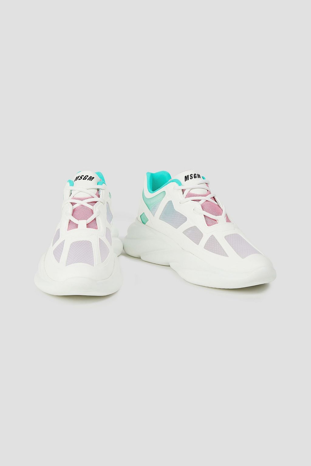 MSGM Metallic faux leather and mesh sneakers