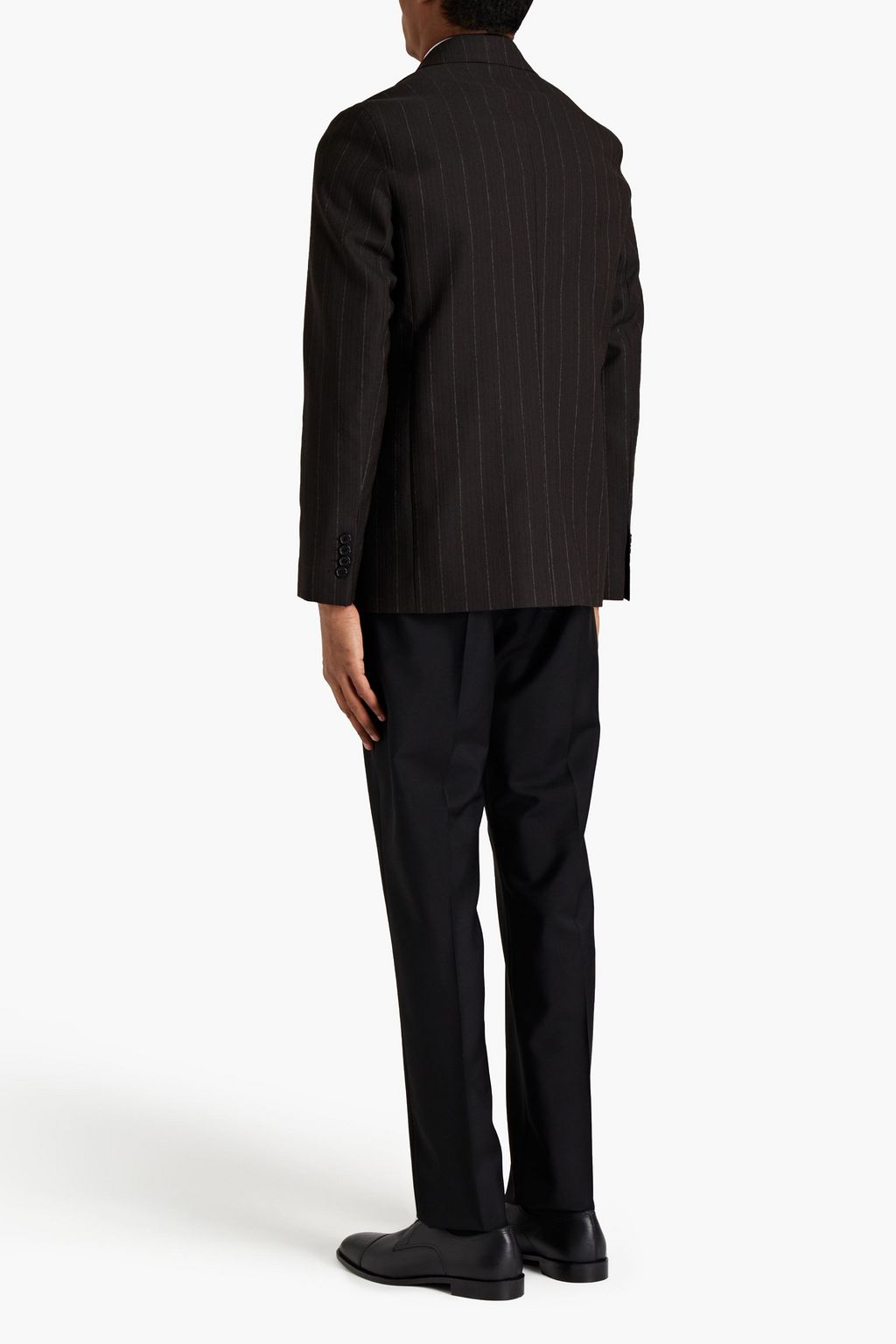 ACNE STUDIOS Double-breasted satin-trimmed pinstriped jacquard blazer