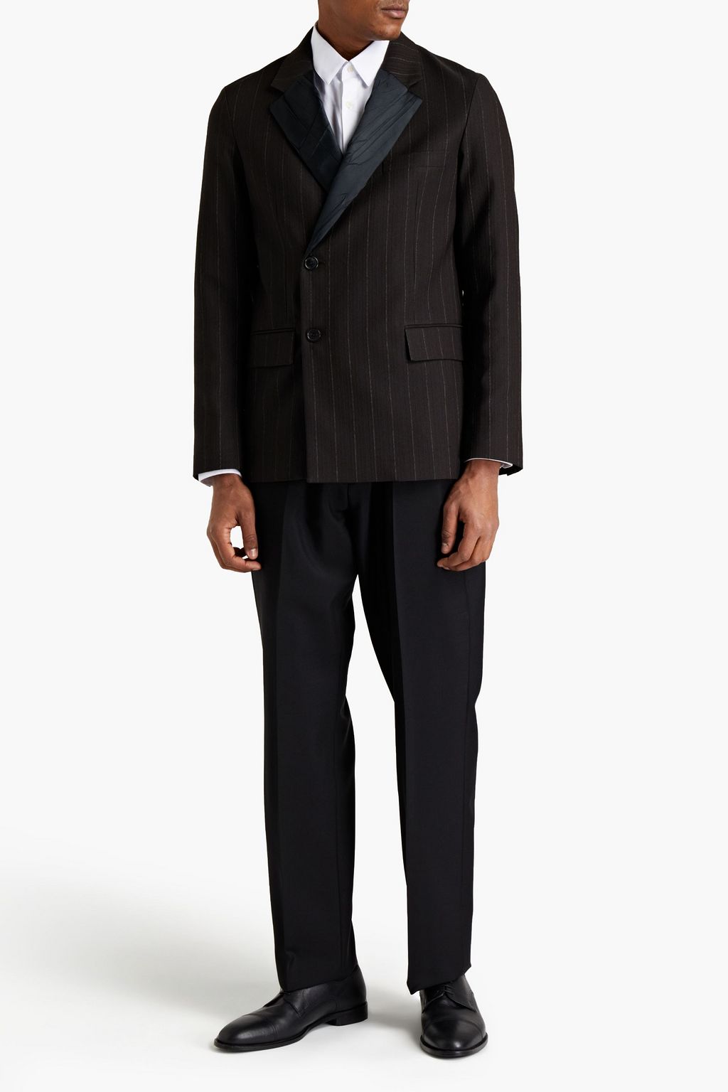 ACNE STUDIOS Double-breasted satin-trimmed pinstriped jacquard blazer