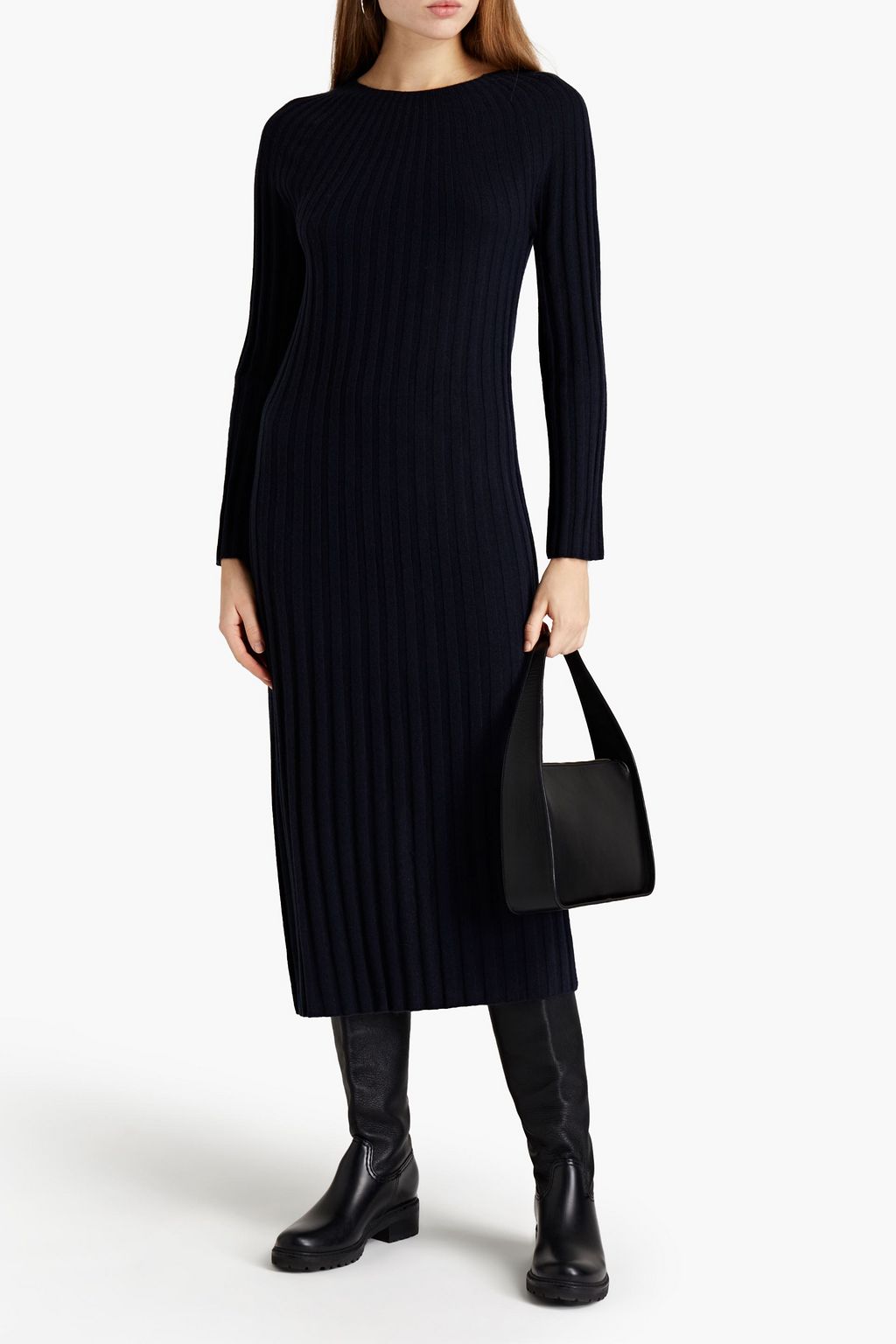 N.PEAL Ribbed cashmere midi dress