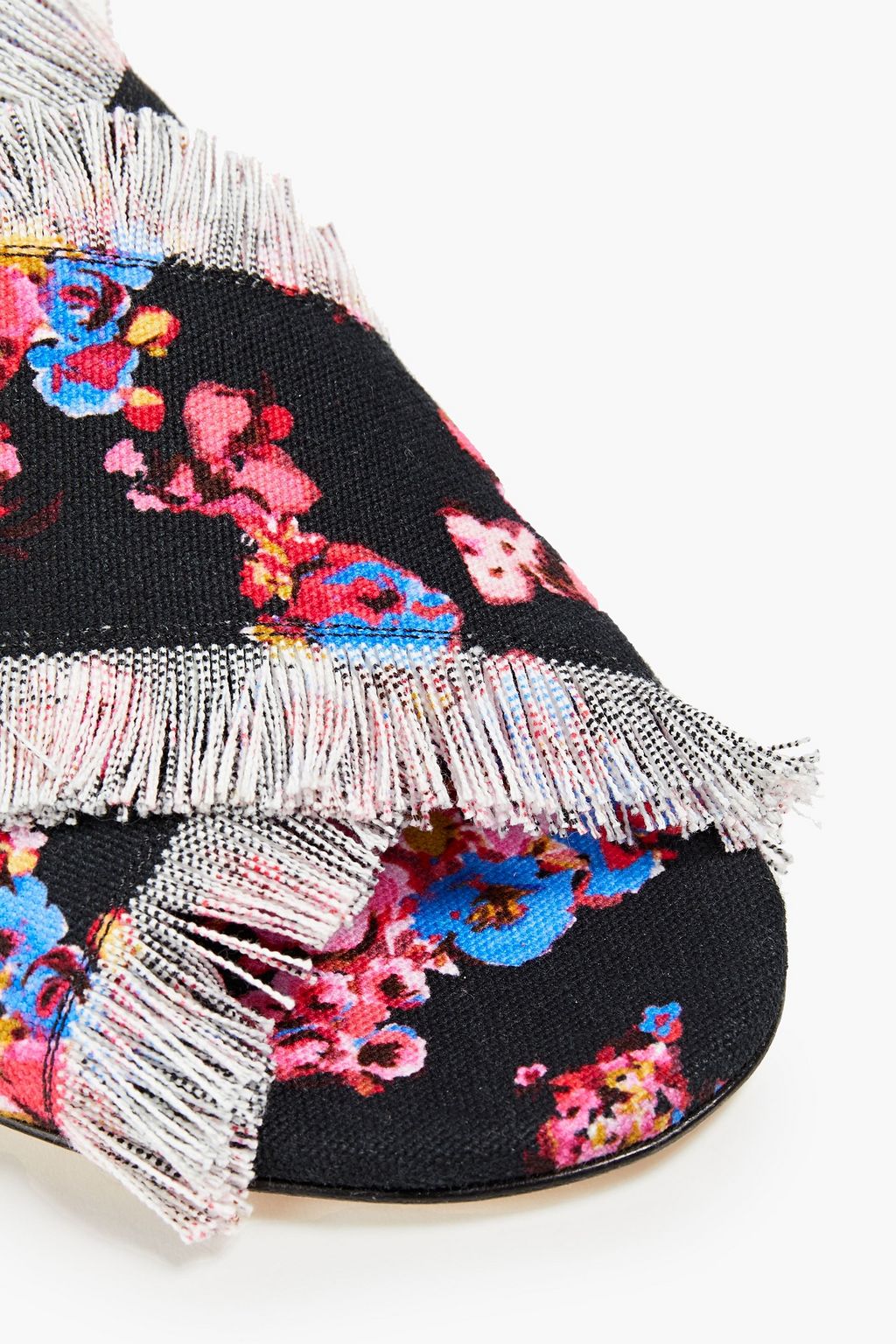 MSGM Frayed floral-print canvas mules