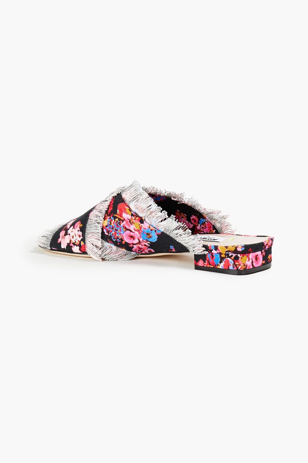 MSGM Frayed floral-print canvas mules