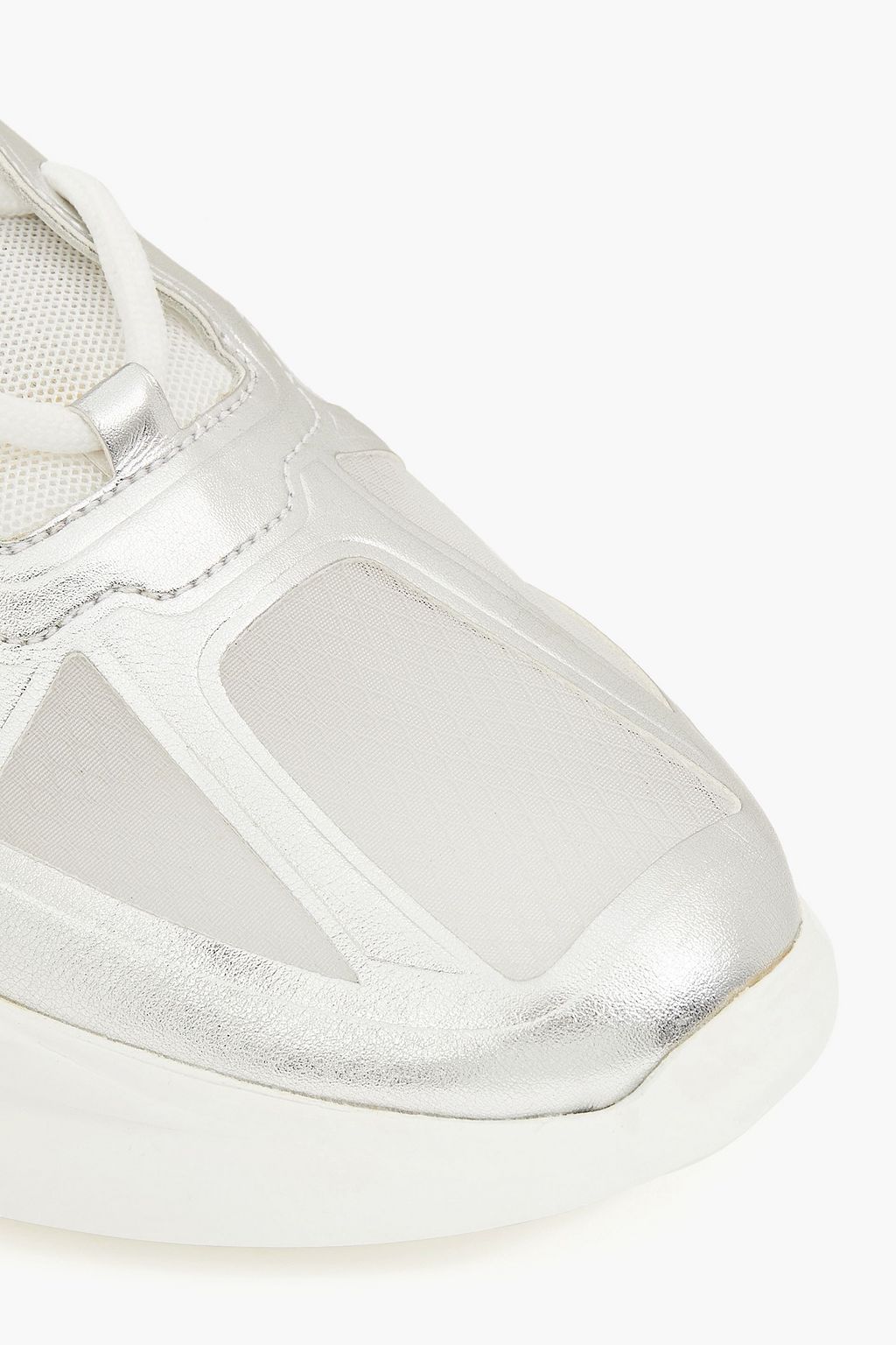 MSGM Metallic faux leather and mesh sneakers
