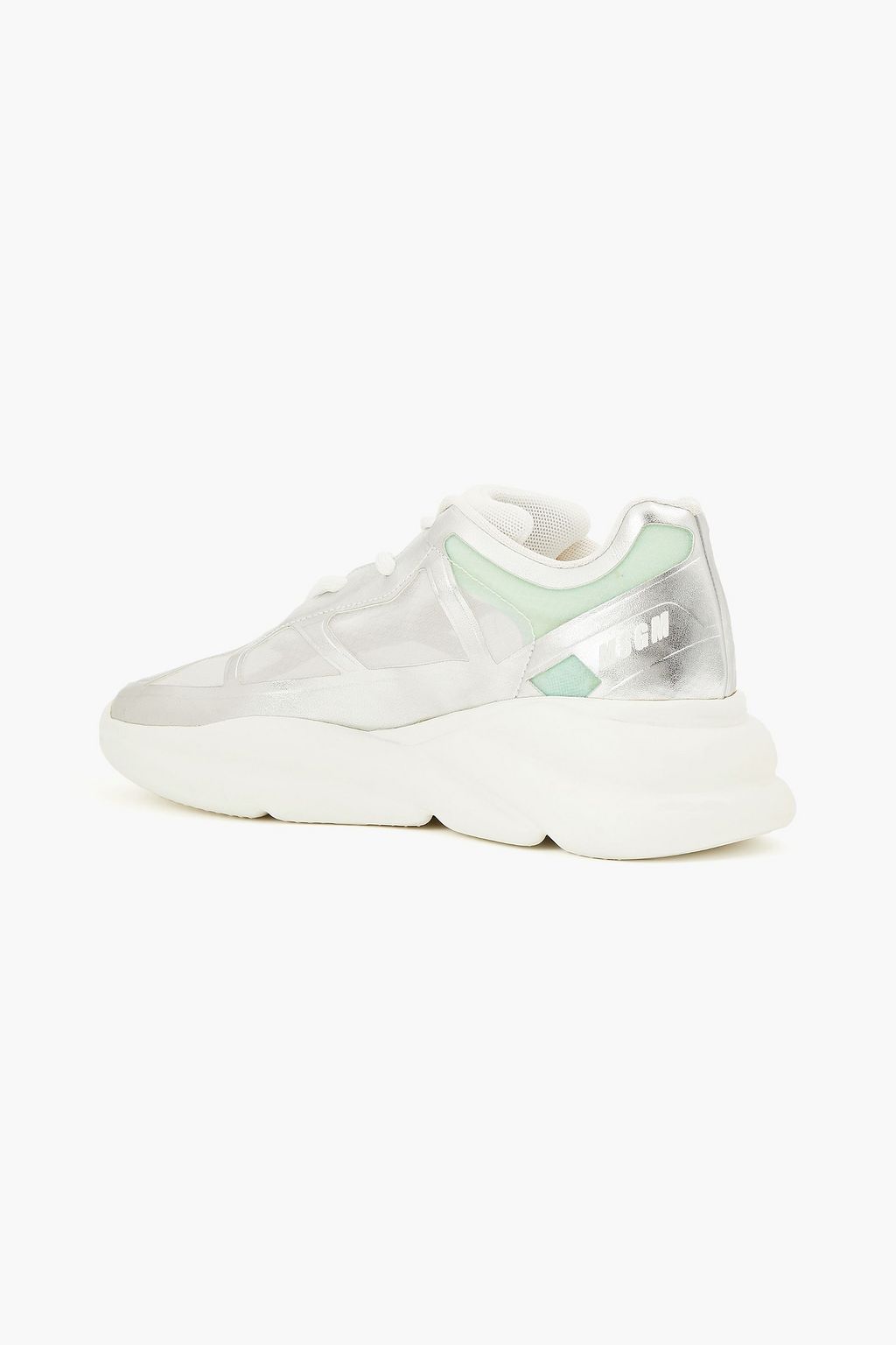 MSGM Metallic faux leather and mesh sneakers