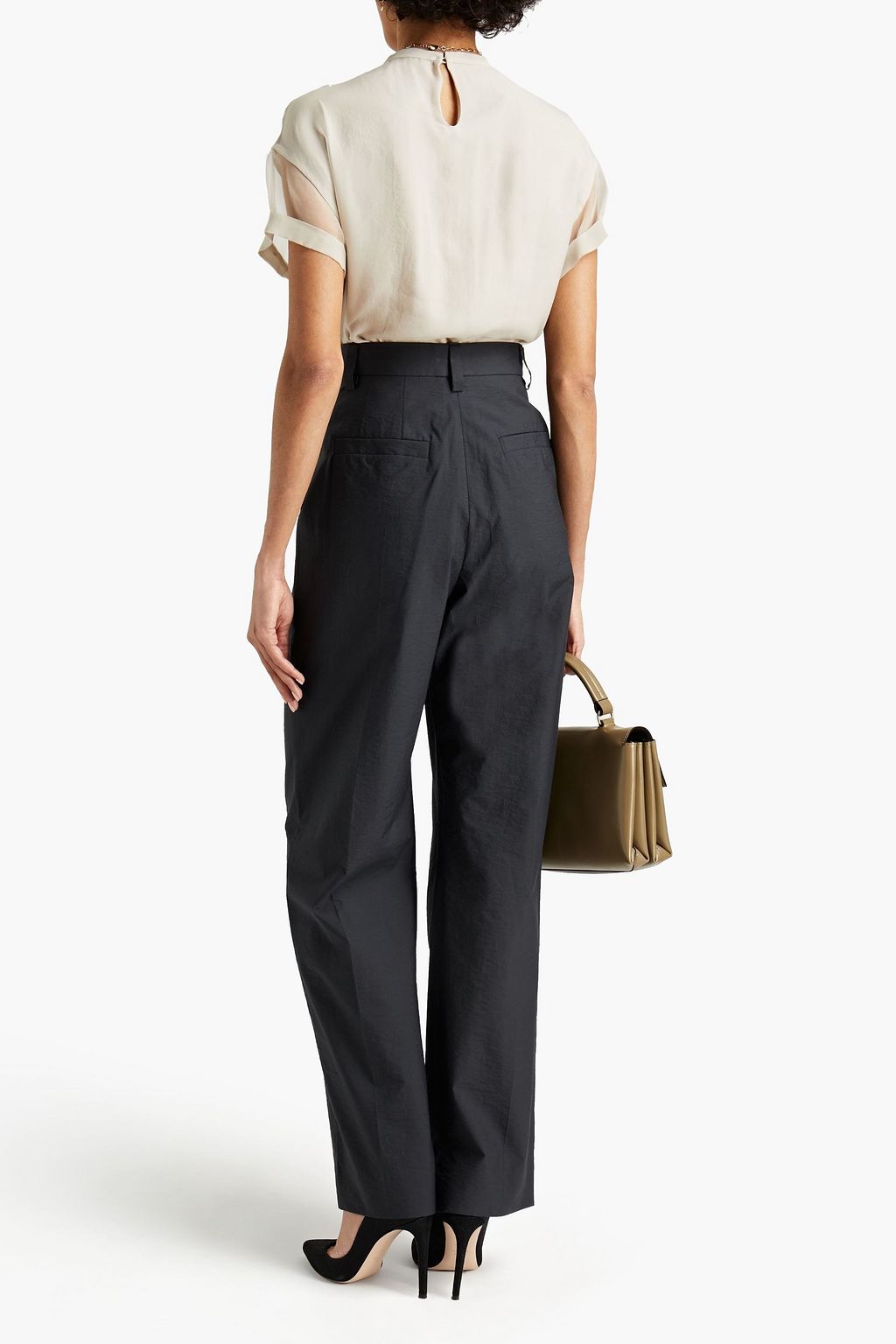 BRUNELLO CUCINELLI Pleated cotton-blend straight-leg pants