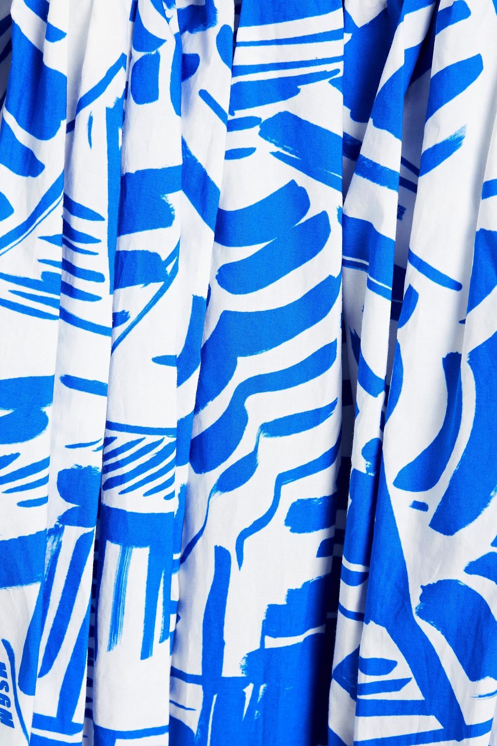MSGM Cold-shoulder gathered printed cotton-poplin dress