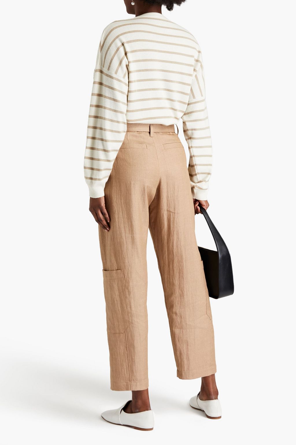 BRUNELLO CUCINELLI Appliquéd striped cashmere sweater