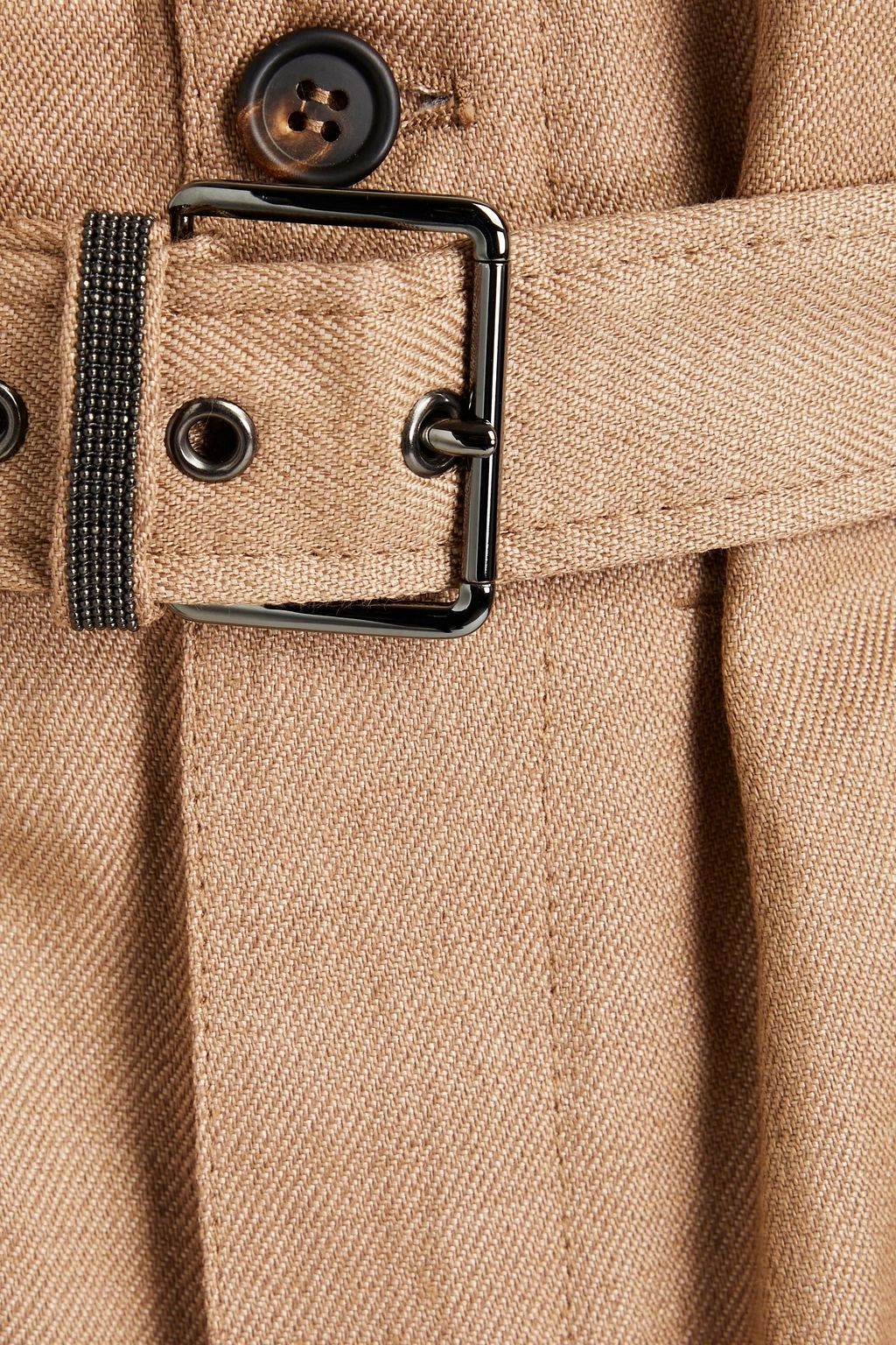 BRUNELLO CUCINELLI Hose mit geradem Bein aus Twill mit Zierperlen und Gürtel