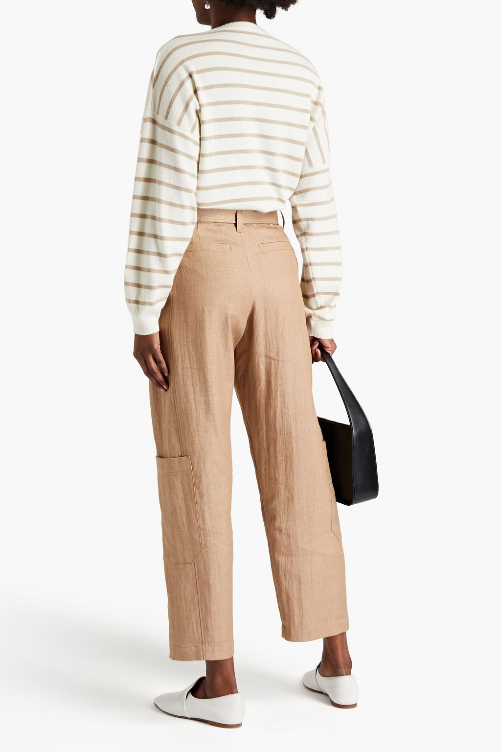 BRUNELLO CUCINELLI Hose mit geradem Bein aus Twill mit Zierperlen und Gürtel
