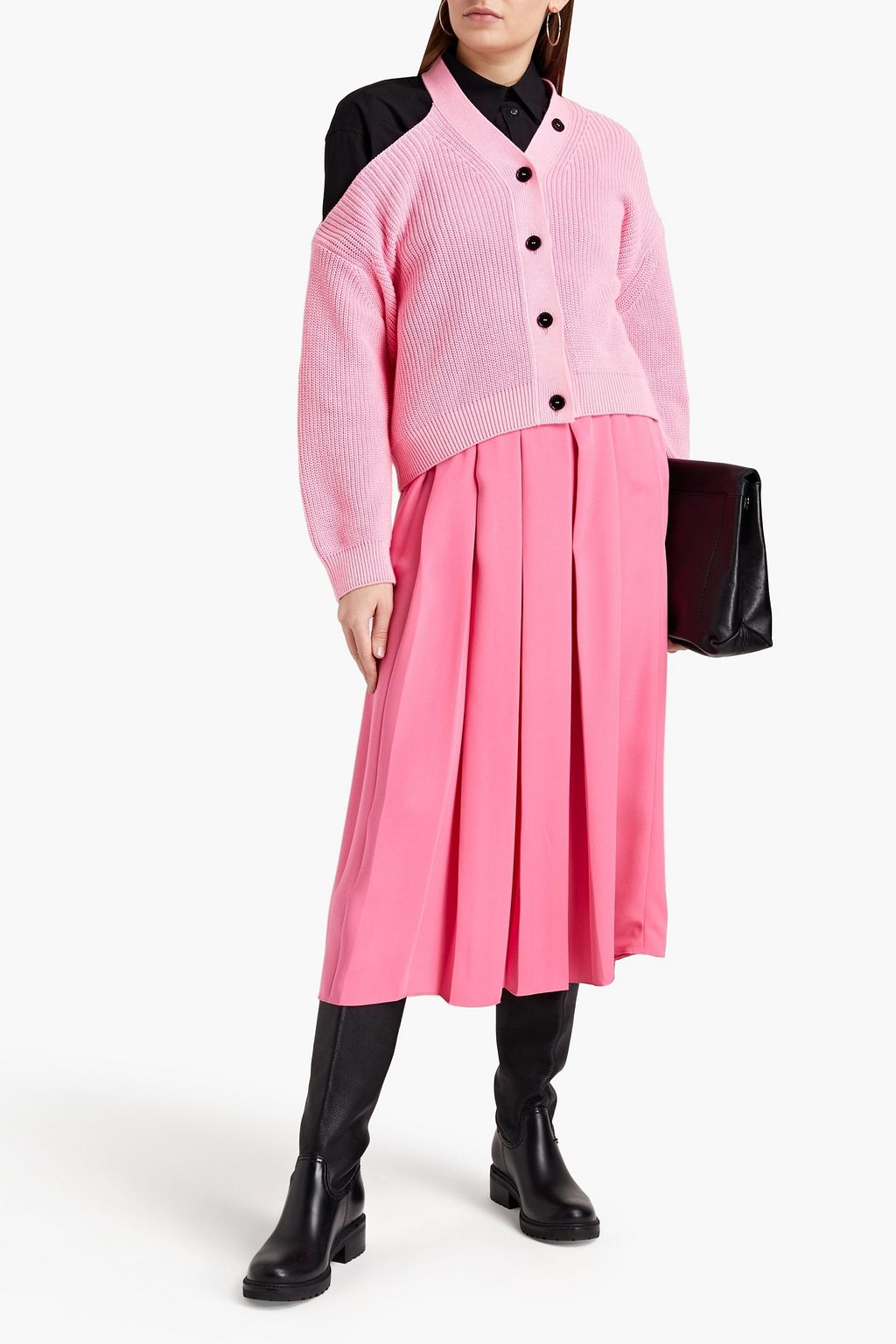MSGM Cutout ribbed cotton cardigan