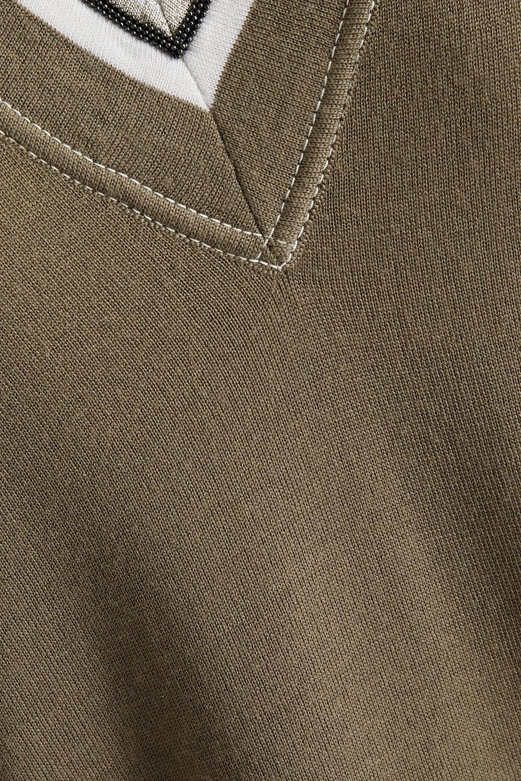 BRUNELLO CUCINELLI Bead-embellished wool and cashmere-blend sweater