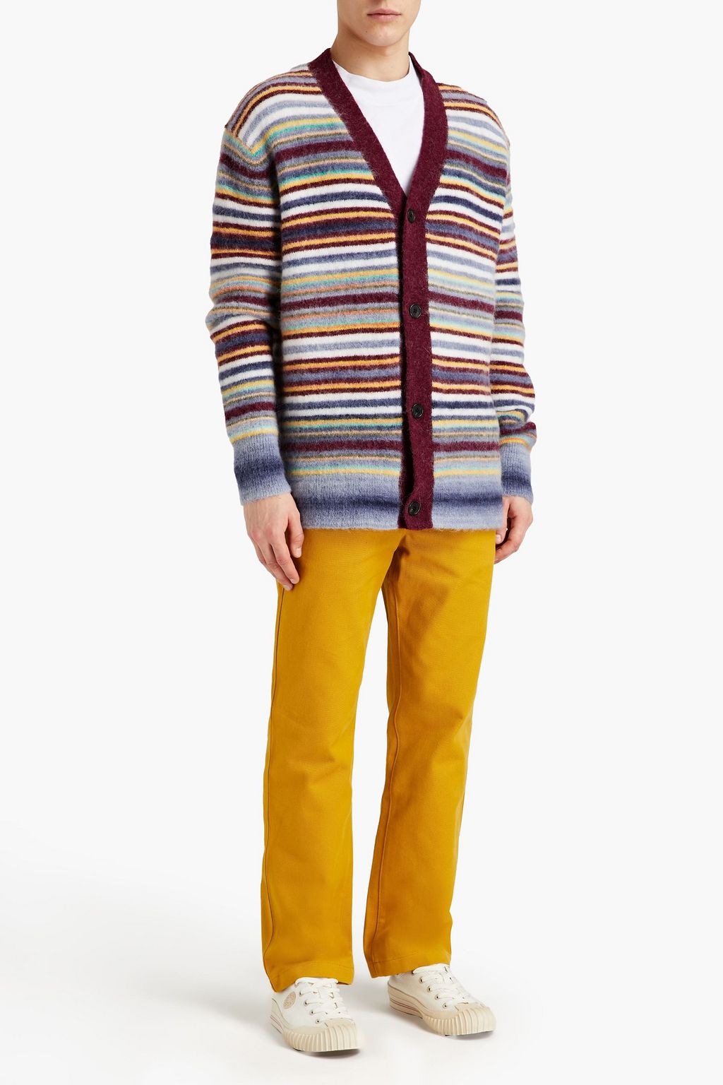 ACNE STUDIOS Oversized brushed striped knitted cardigan