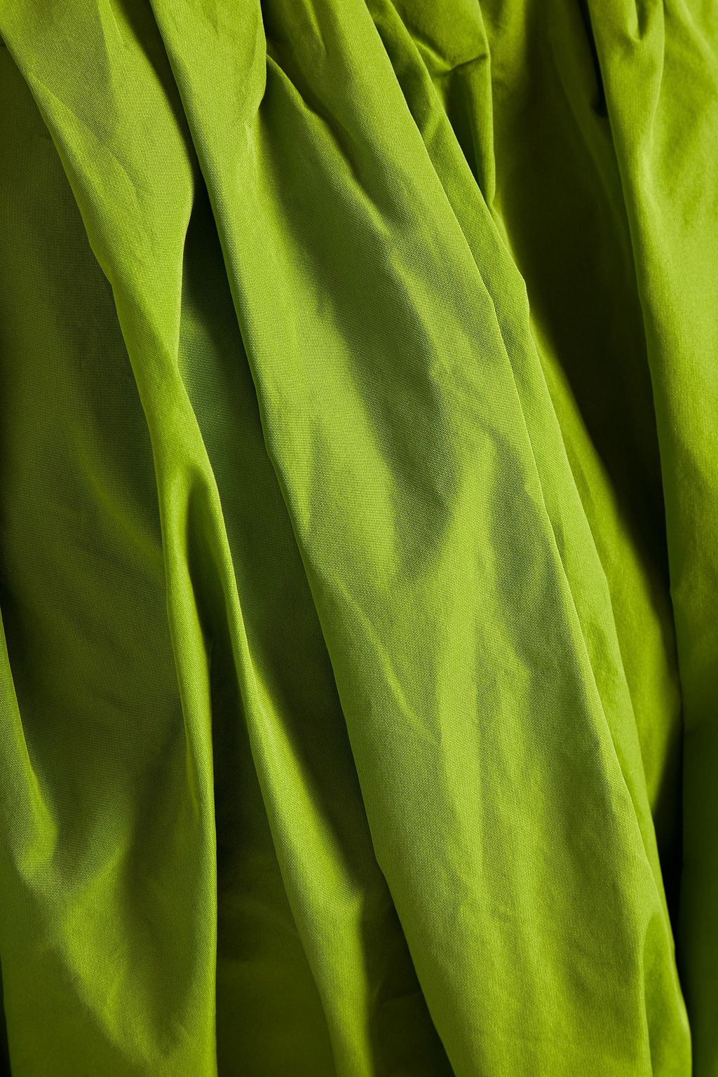 MSGM Cold-shoulder belted pleated taffeta dress