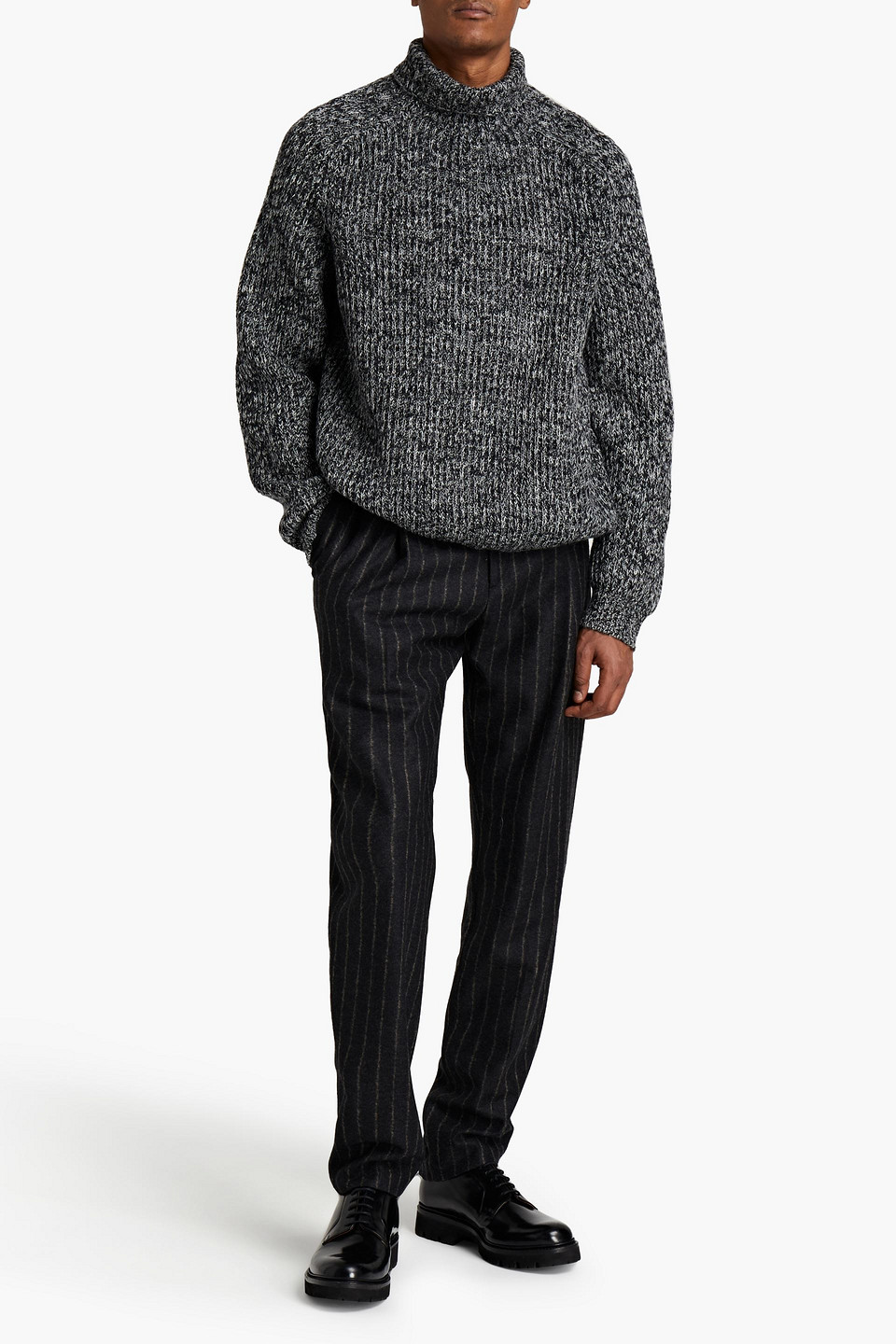 Acne Studios Man Ribbed Wool Turtleneck Jumper In Grey