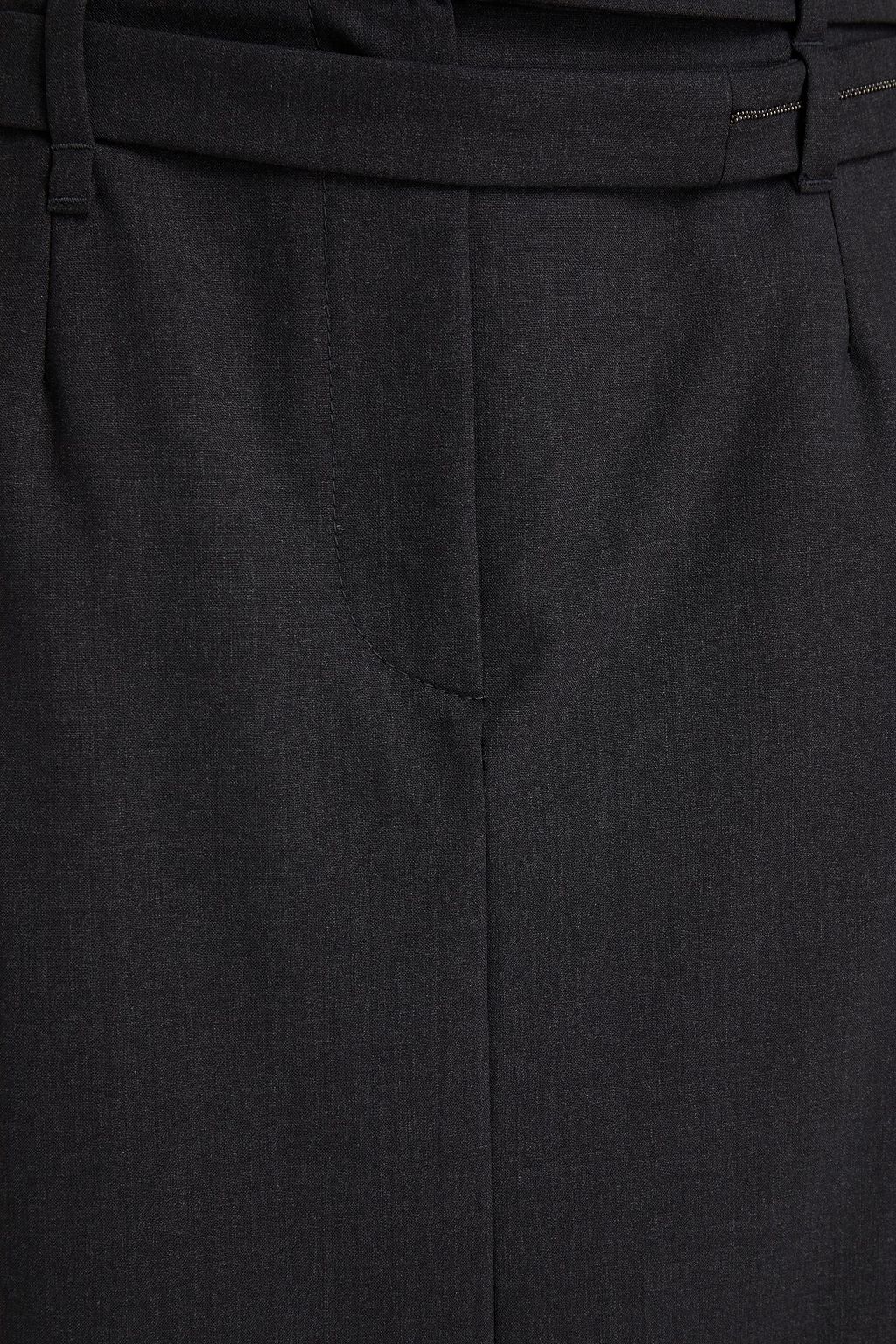 BRUNELLO CUCINELLI Belted bead-embellished wool-blend pencil skirt