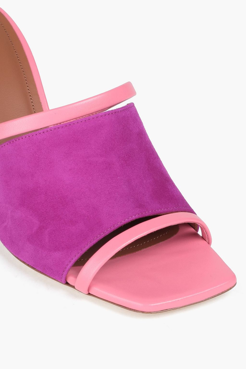MALONE SOULIERS Laney 70 leather-trimmed suede mules