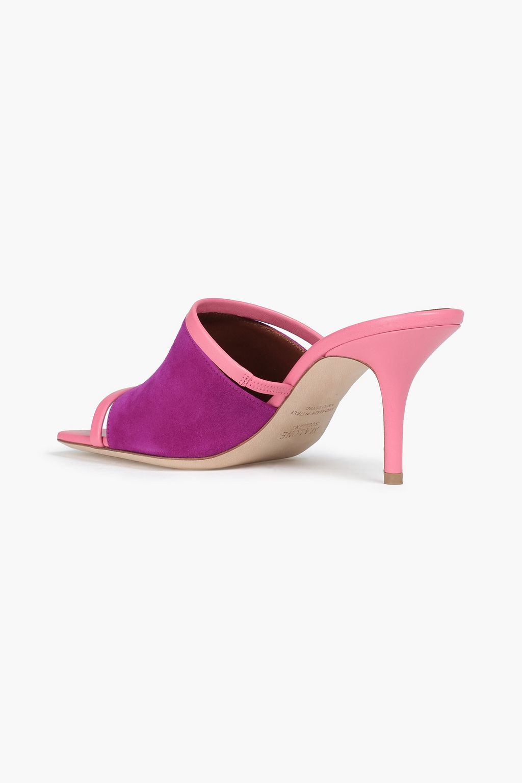 MALONE SOULIERS Laney 70 leather-trimmed suede mules
