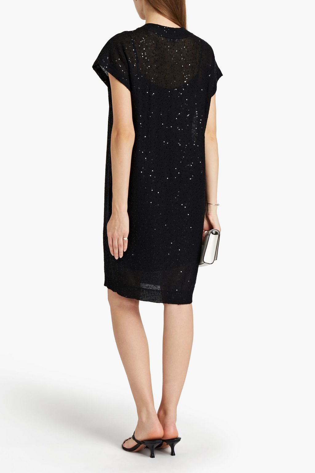 BRUNELLO CUCINELLI Embellished linen and silk-blend dress