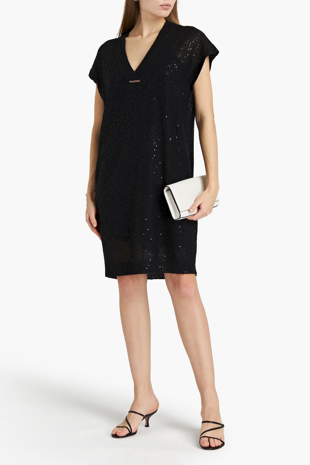 BRUNELLO CUCINELLI Embellished linen and silk-blend dress