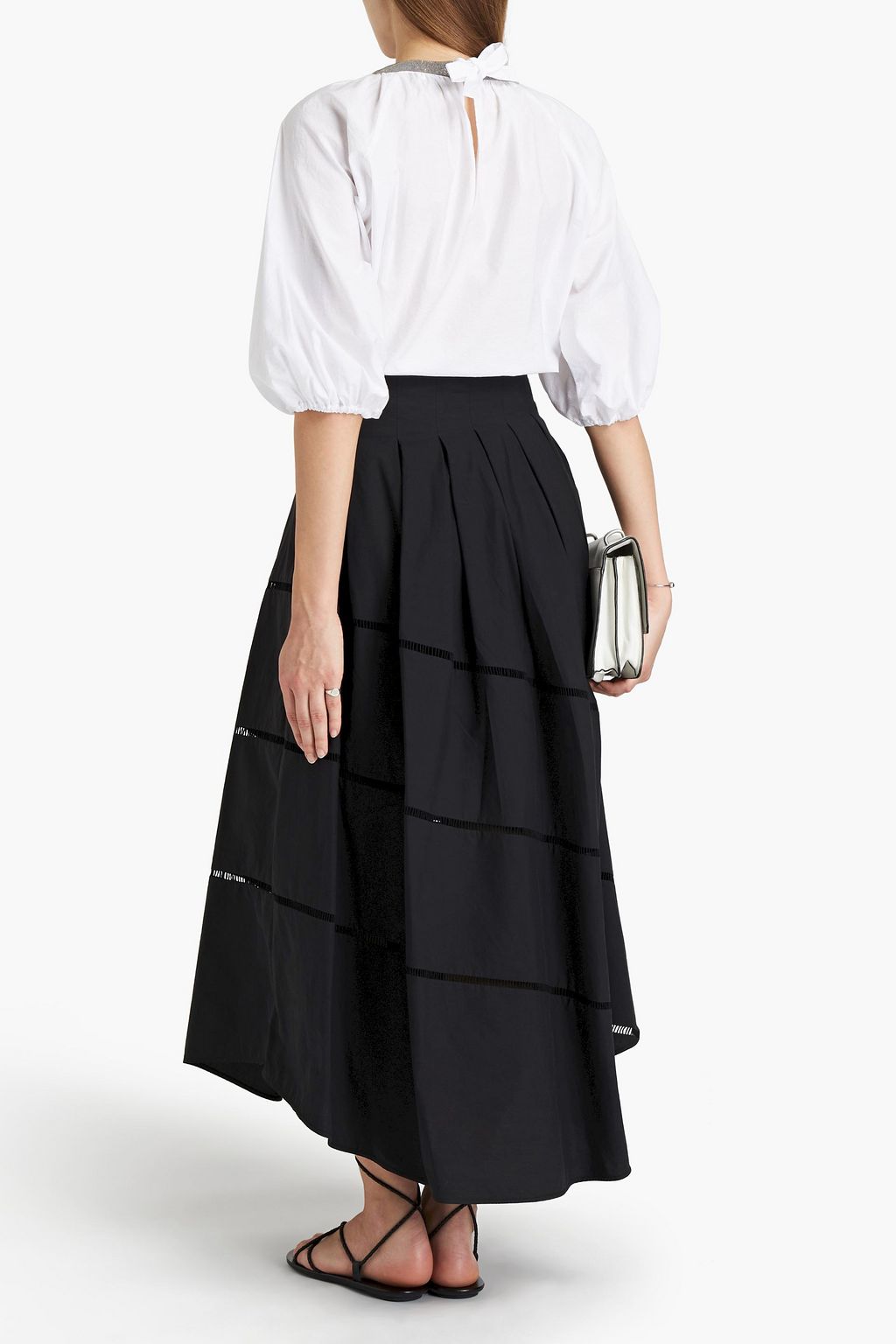 BRUNELLO CUCINELLI Pleated cotton-poplin midi skirt