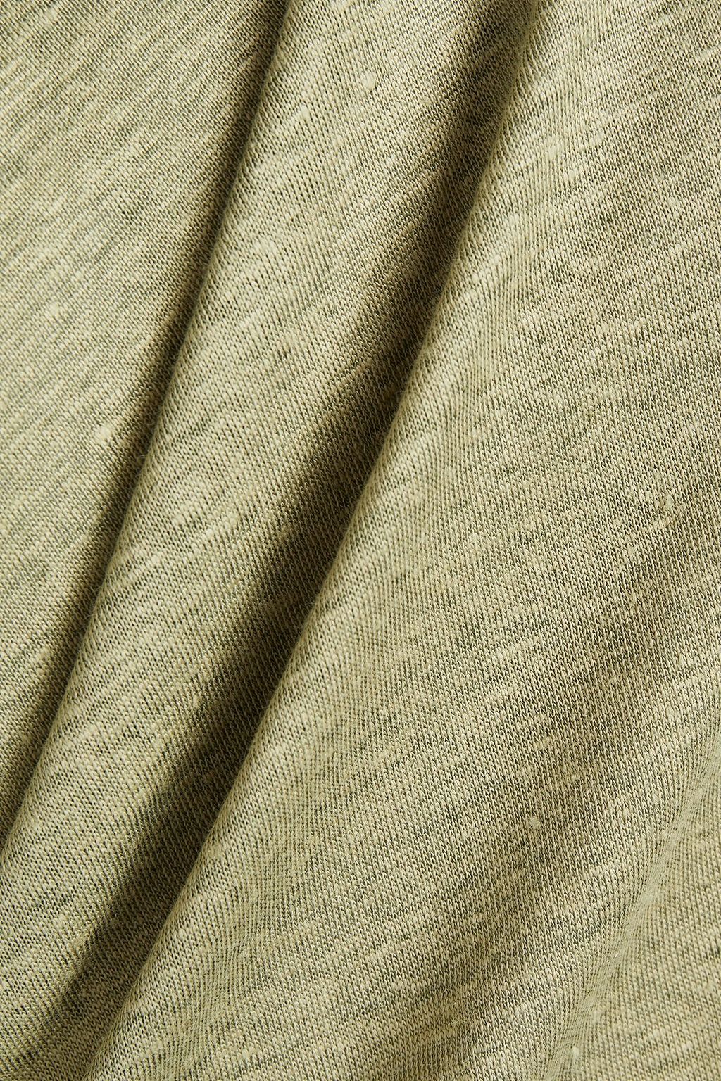 BRUNELLO CUCINELLI Bead-embellished linen and silk-blend jersey top