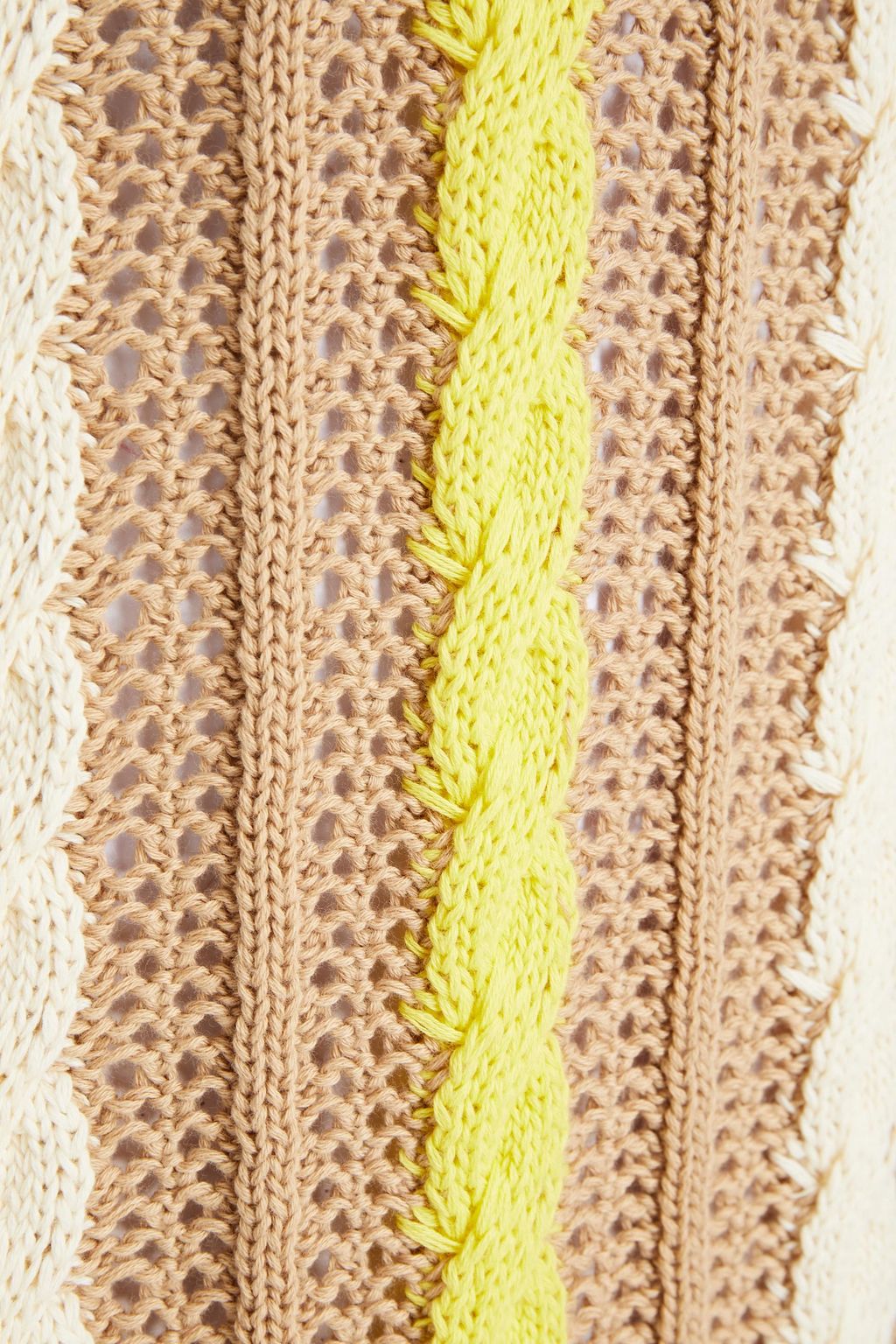 MSGM Ruffle-trimmed cable-knit cotton mini dress