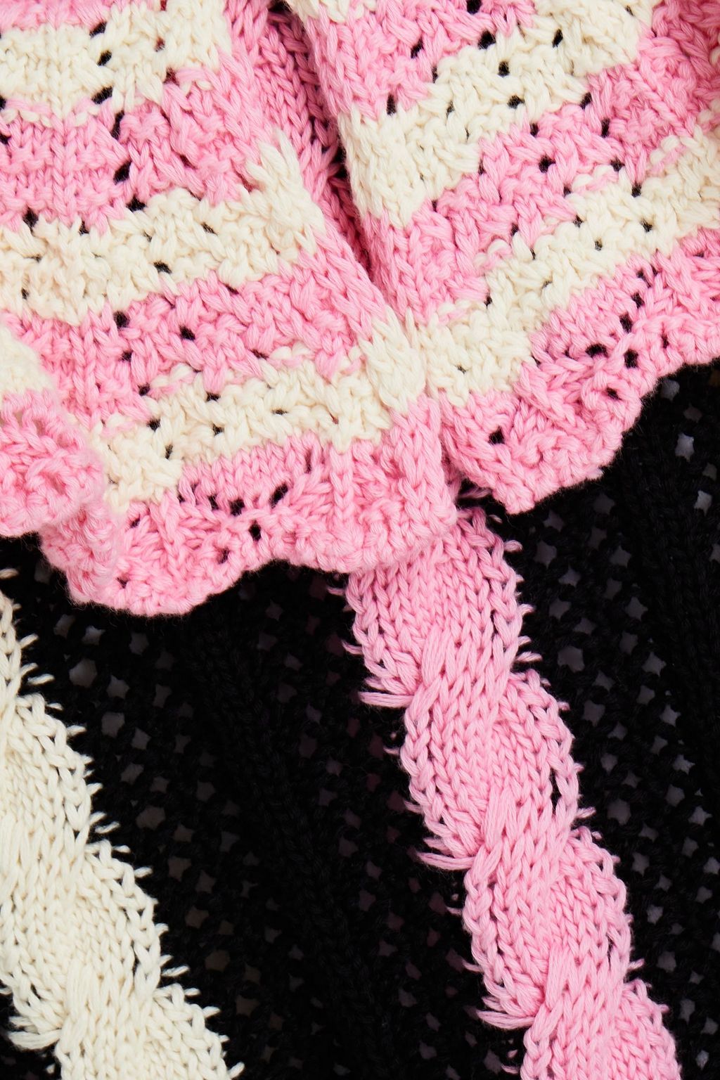MSGM Ruffle-trimmed cable-knit cotton top