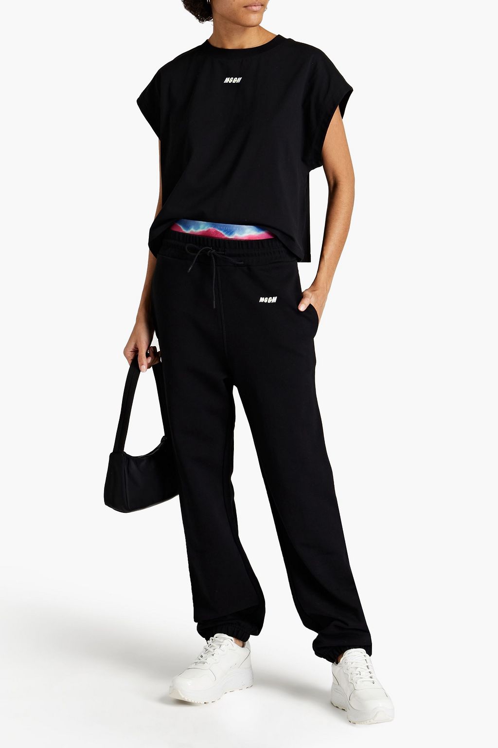 MSGM Printed French cotton-terry track pants
