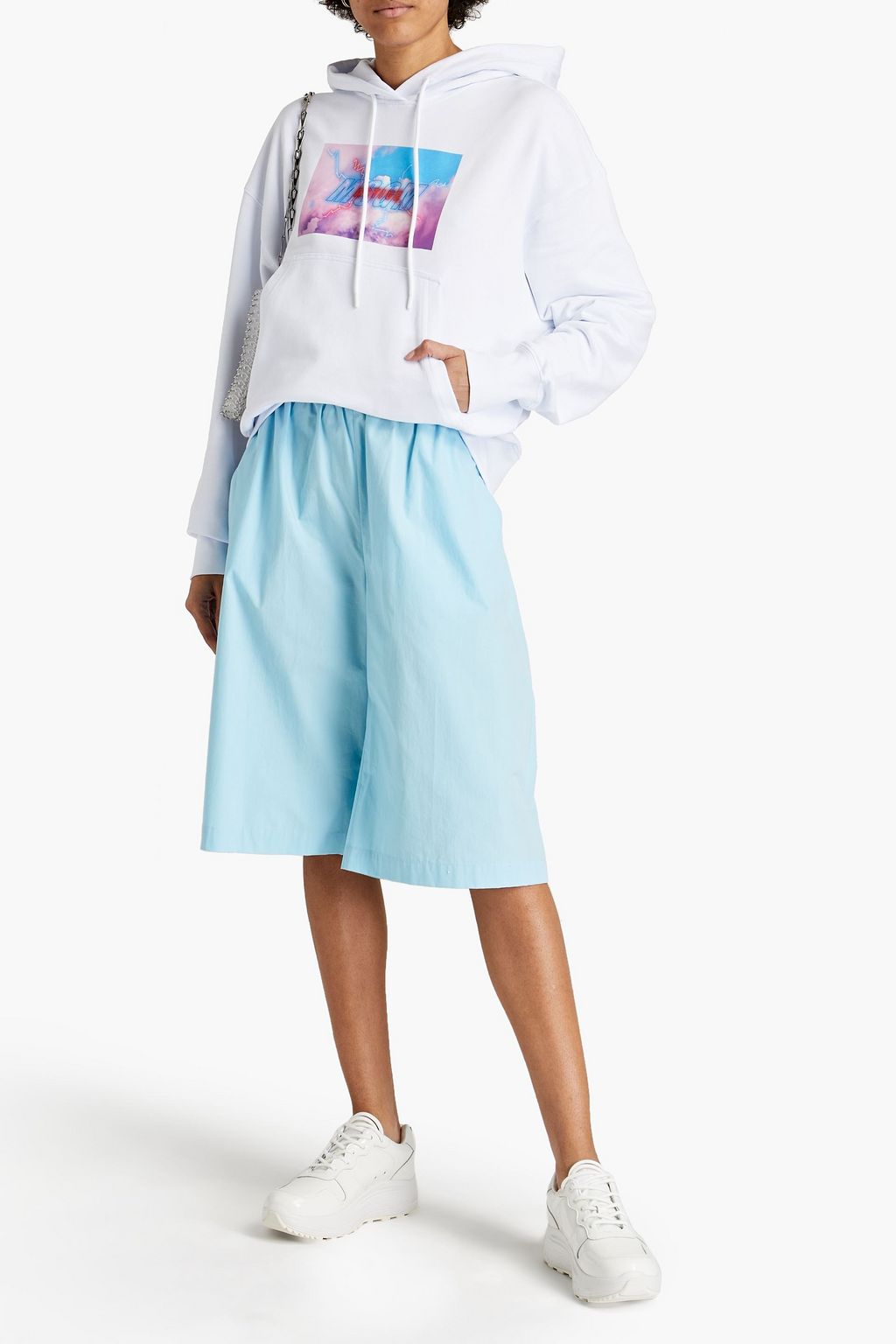 MSGM Printed French cotton-terry hoodie