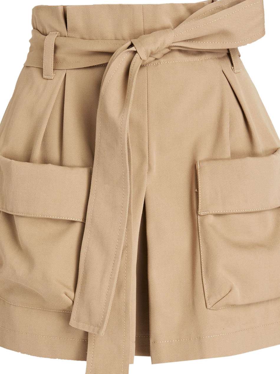 skirt-effect cotton and wool-blend gabardine shorts