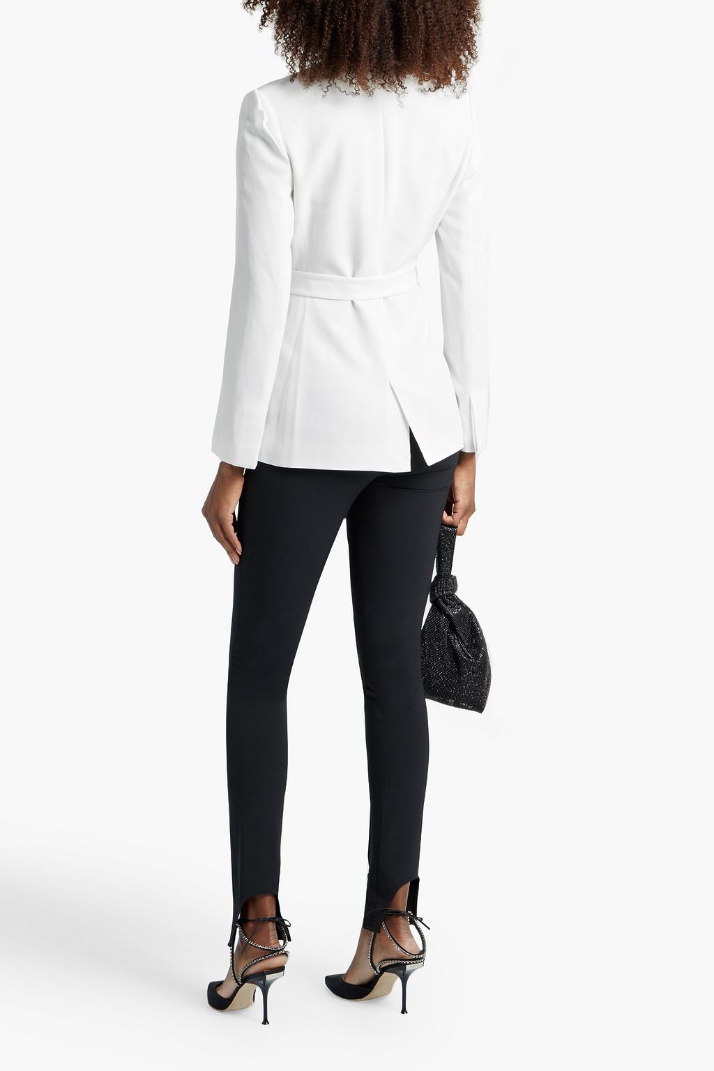 SIMKHAI Belted two-tone stretch-crepe blazer