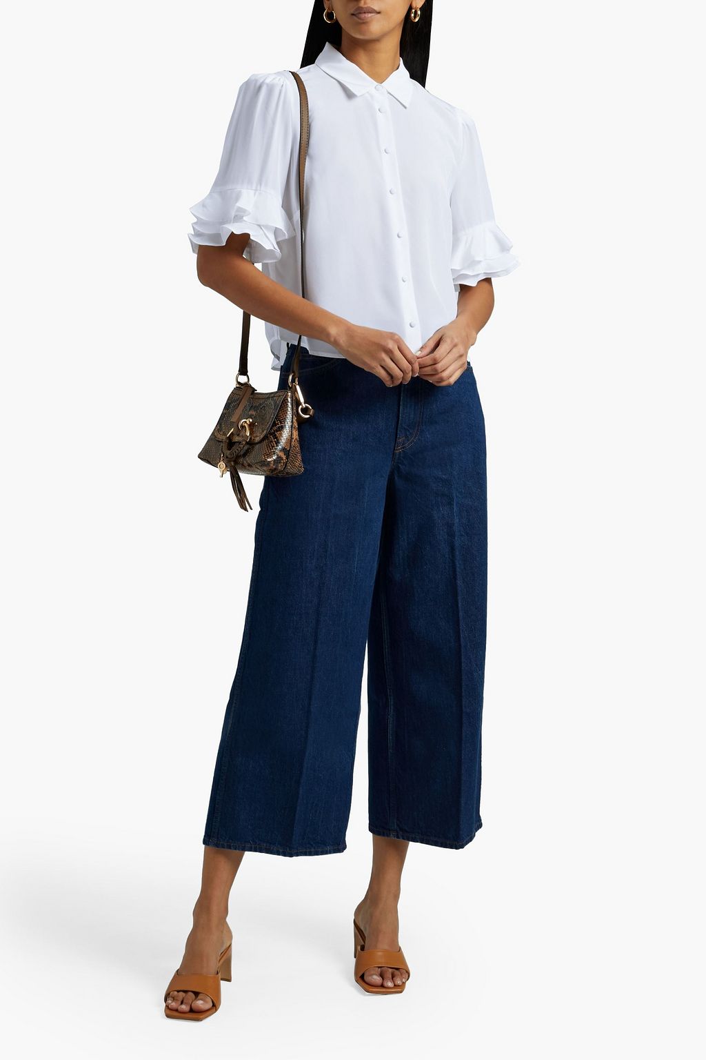 FRAME Ruffled silk crepe de chine shirt