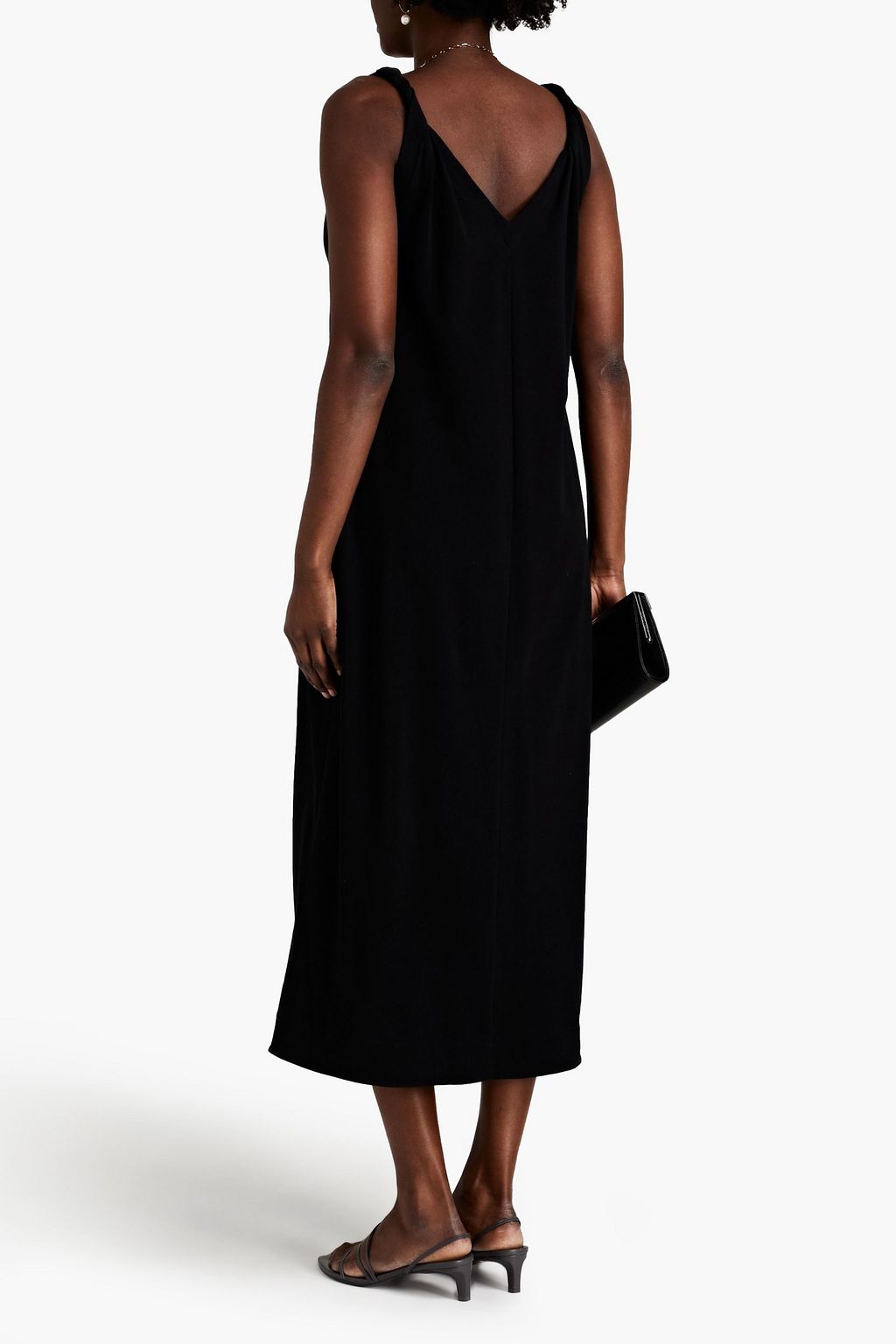 BRUNELLO CUCINELLI Bead-embellished twisted cotton-blend jersey midi dress