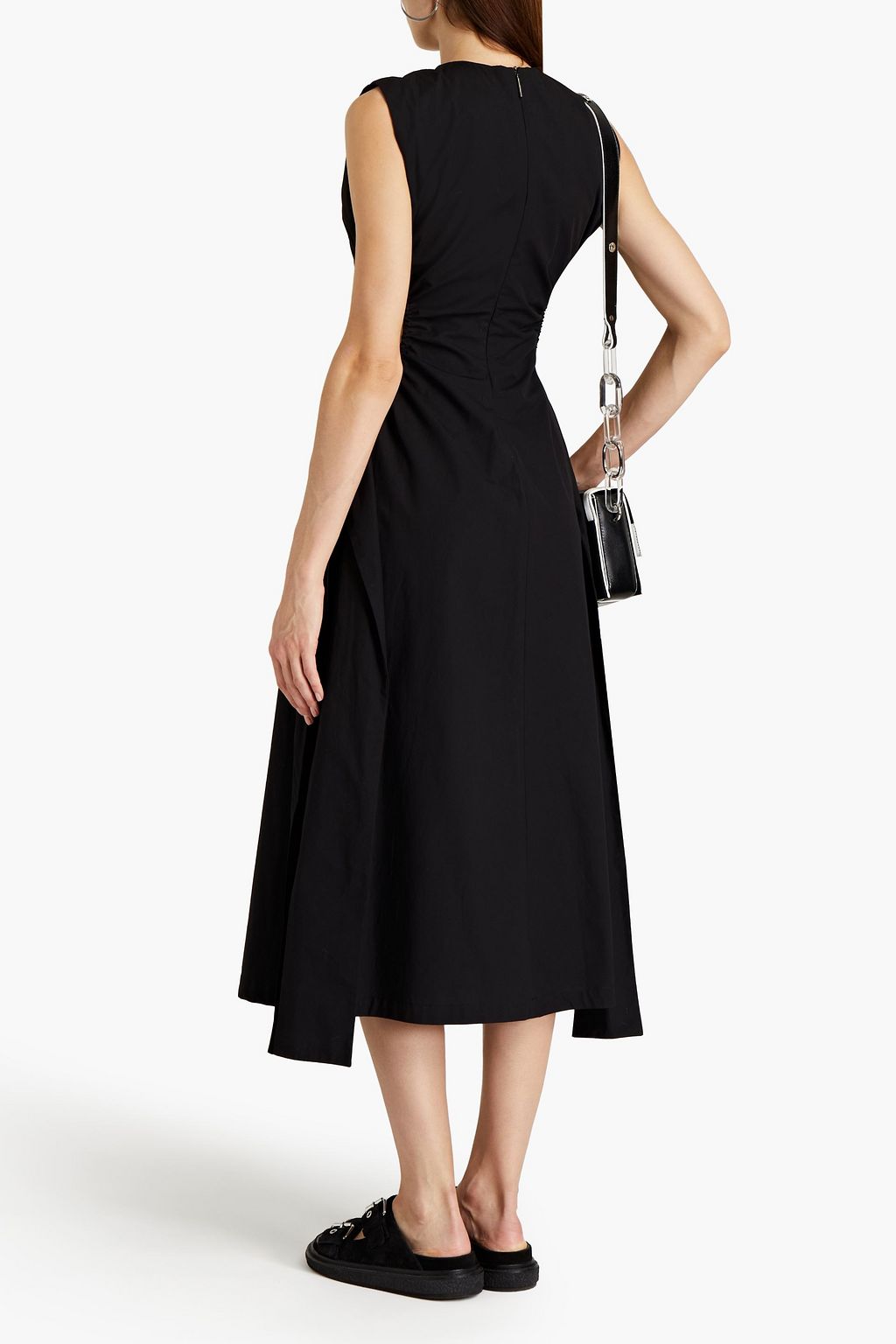 MSGM Cutout gathered cotton-poplin midi dress