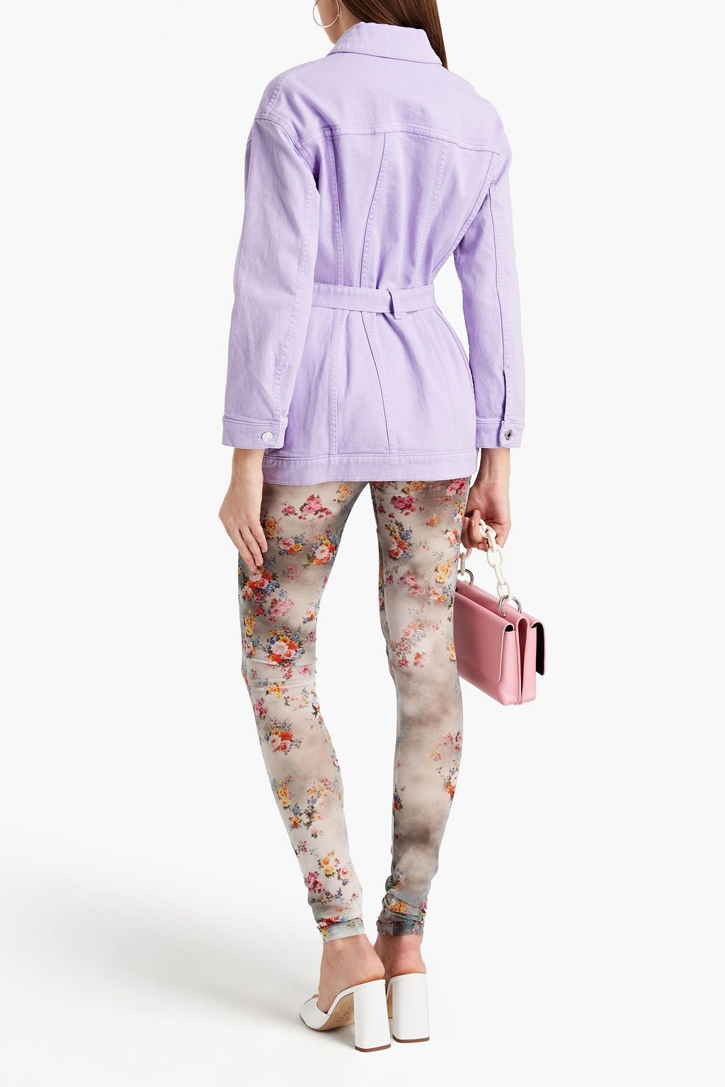 MSGM Floral-print mesh leggings