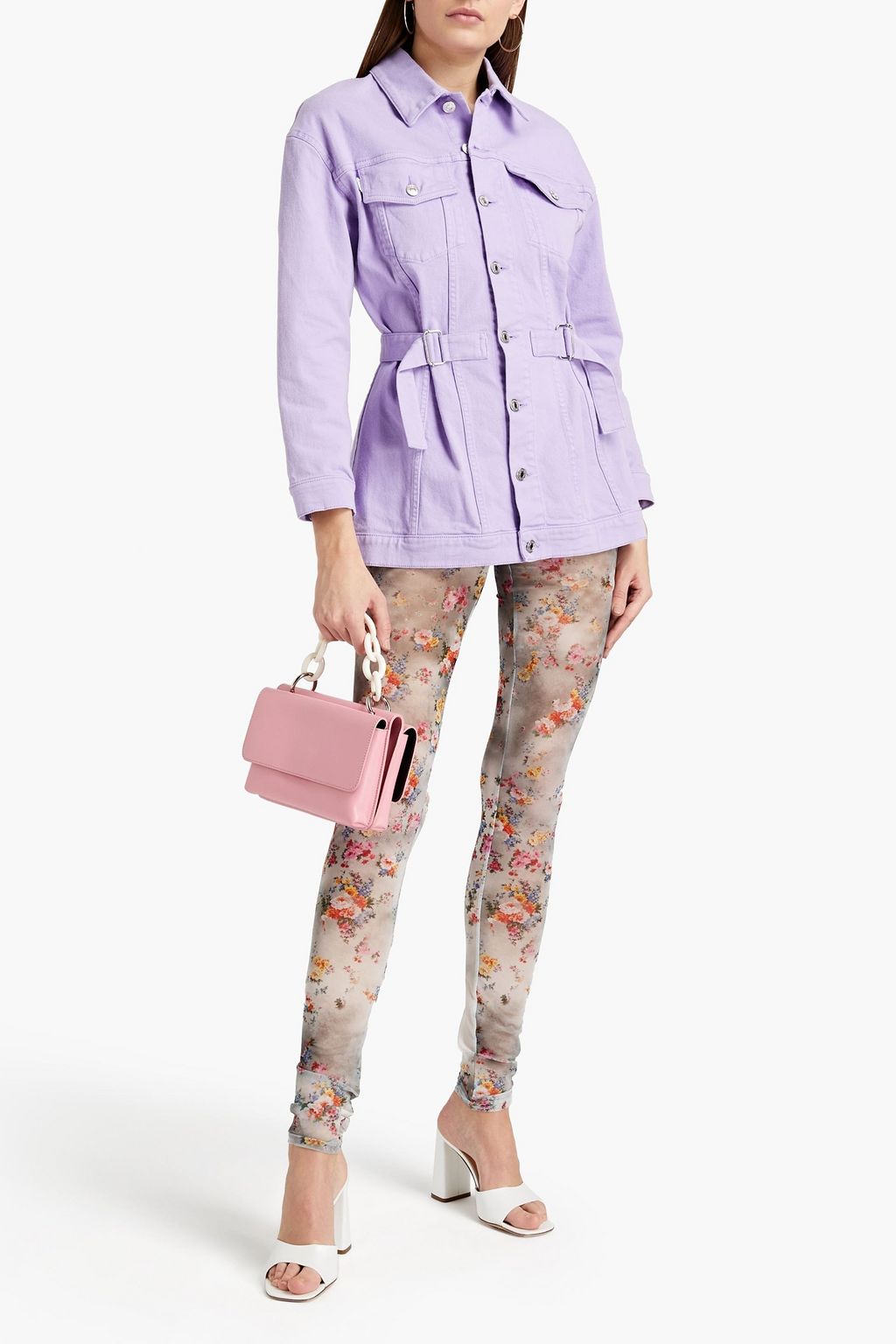 MSGM Floral-print mesh leggings