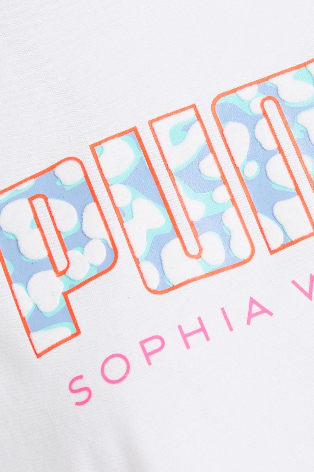 PUMA X SOPHIA WEBSTER Cropped flocked printed cotton-jersey T-shirt