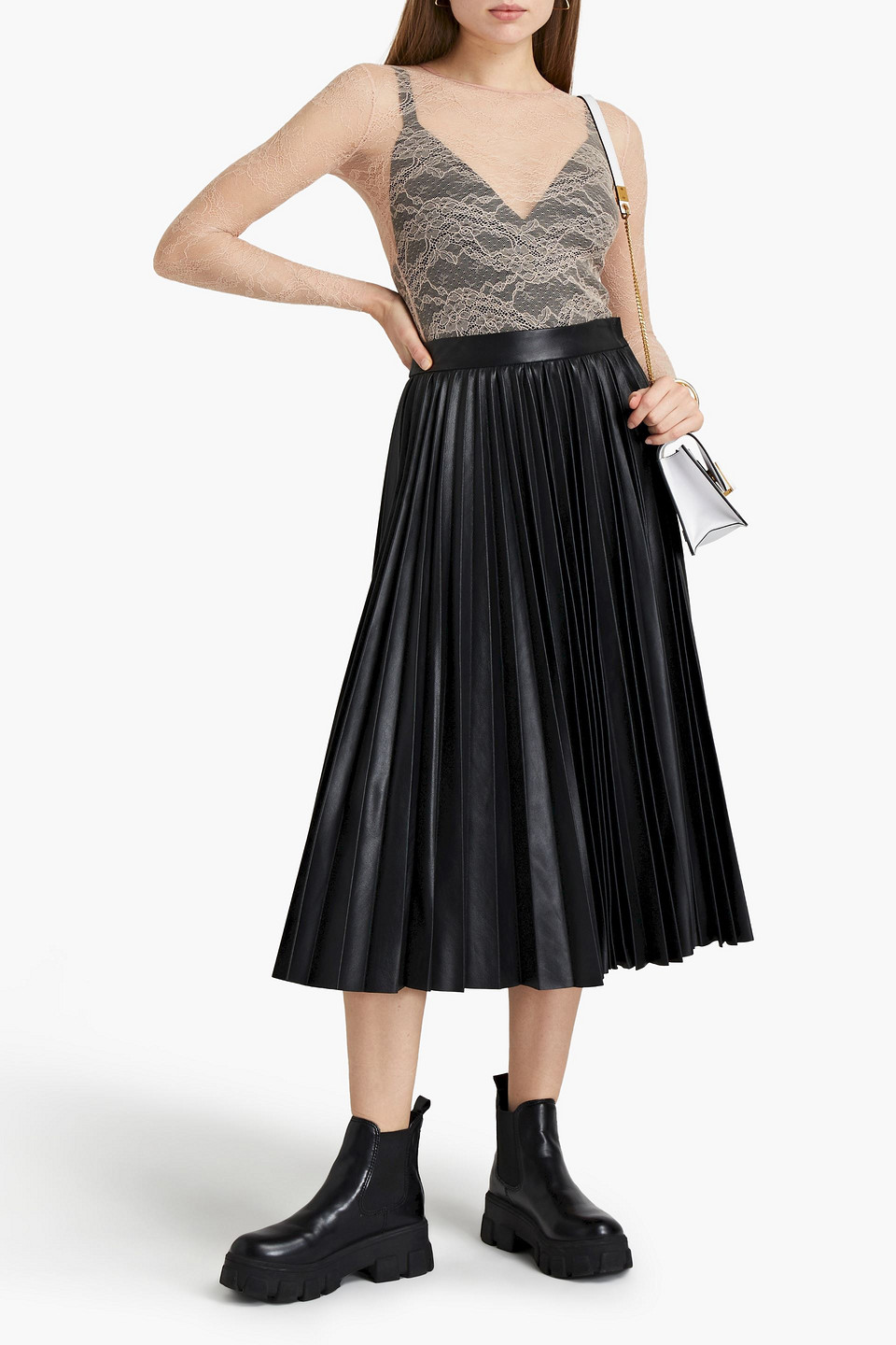 Red Valentino Corded Lace Bodysuit In Blush
