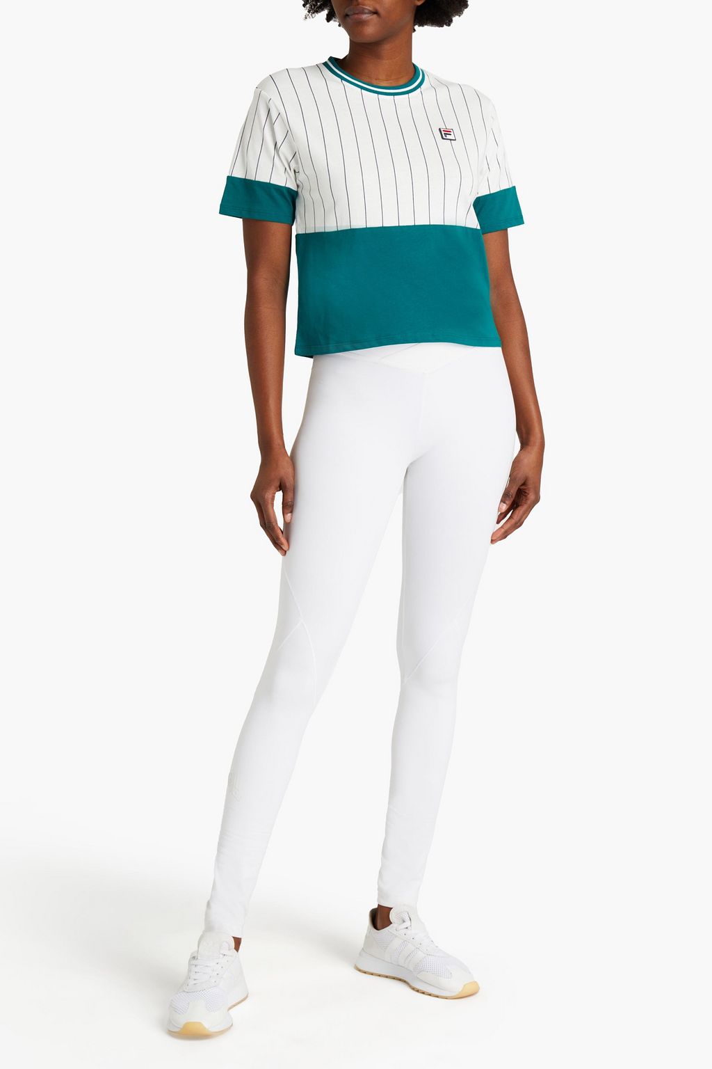 FILA Hanae cropped striped cotton-jersey T-shirt