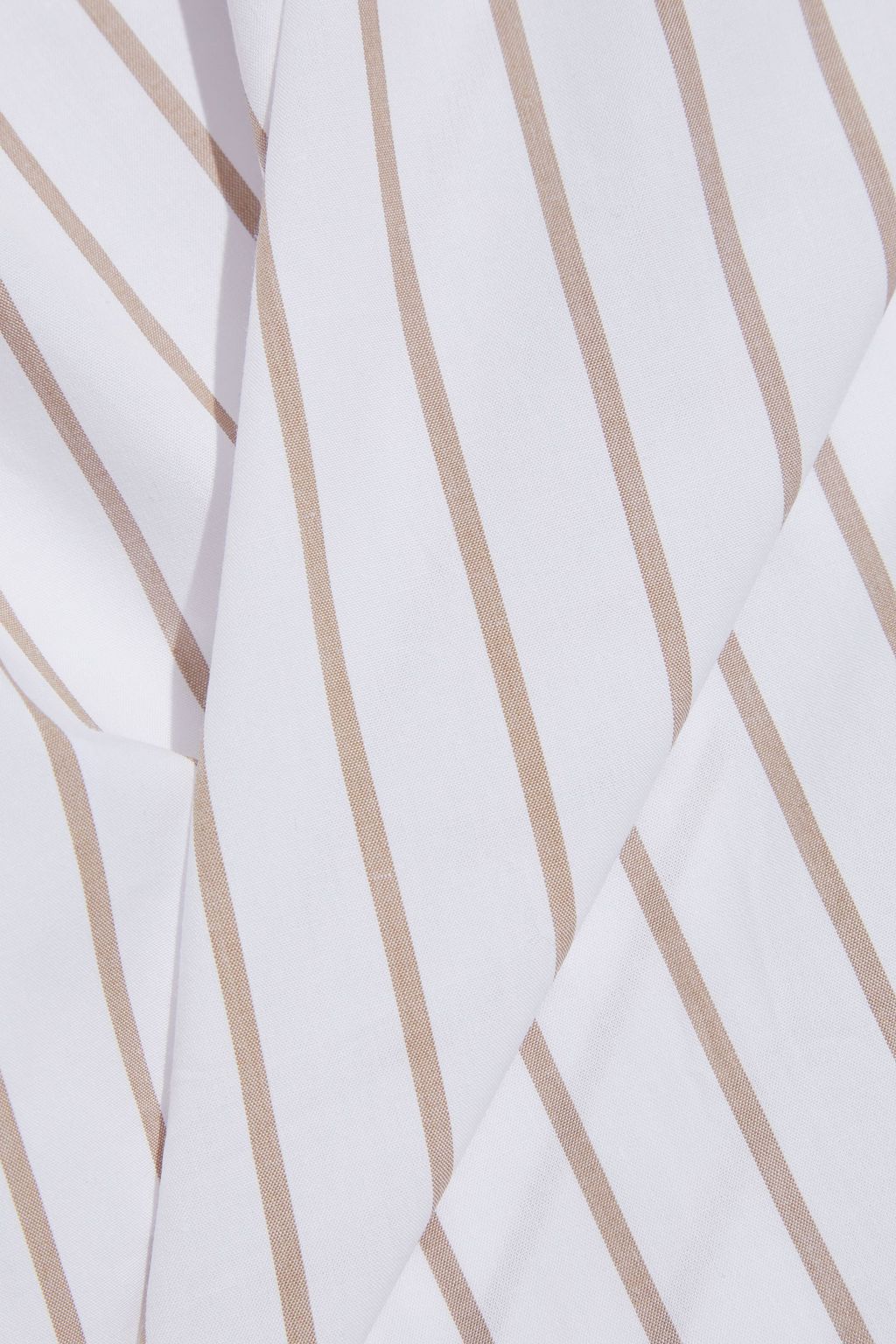FRAME Cropped ruffle-trimmed striped organic cotton-poplin top