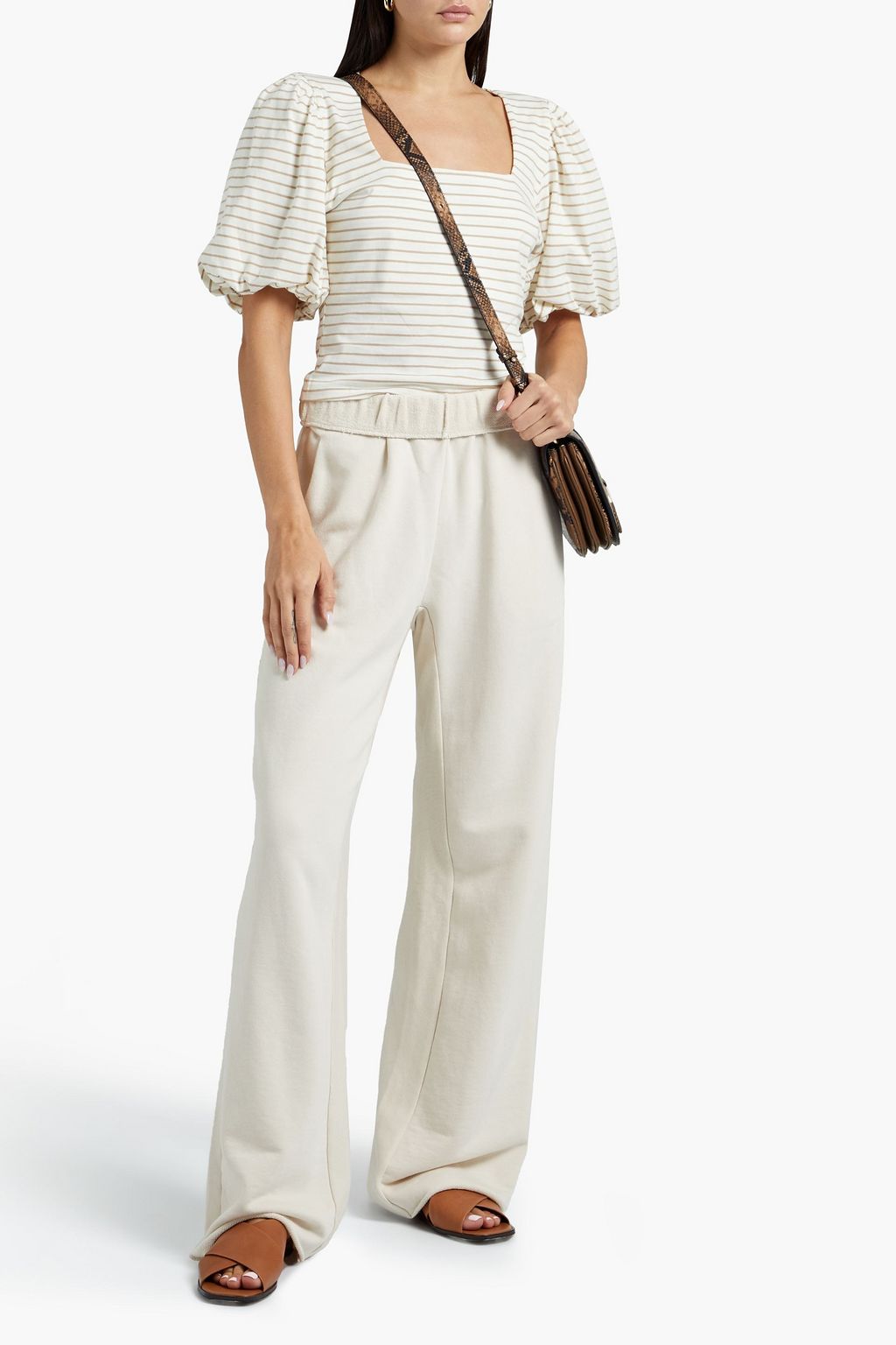 FRAME Nina striped cotton-jersey top