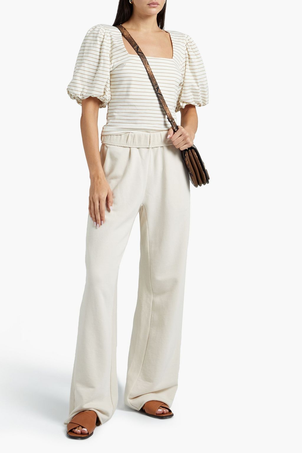 FRAME Organic French Pima cotton-terry wide-leg pants