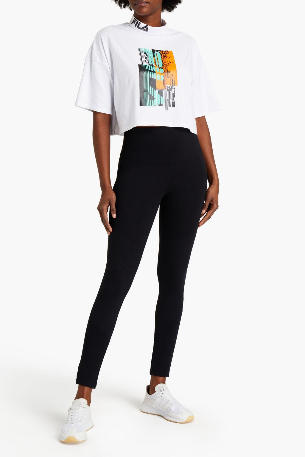 FILA Abril cropped printed cotton-blend jersey T-shirt