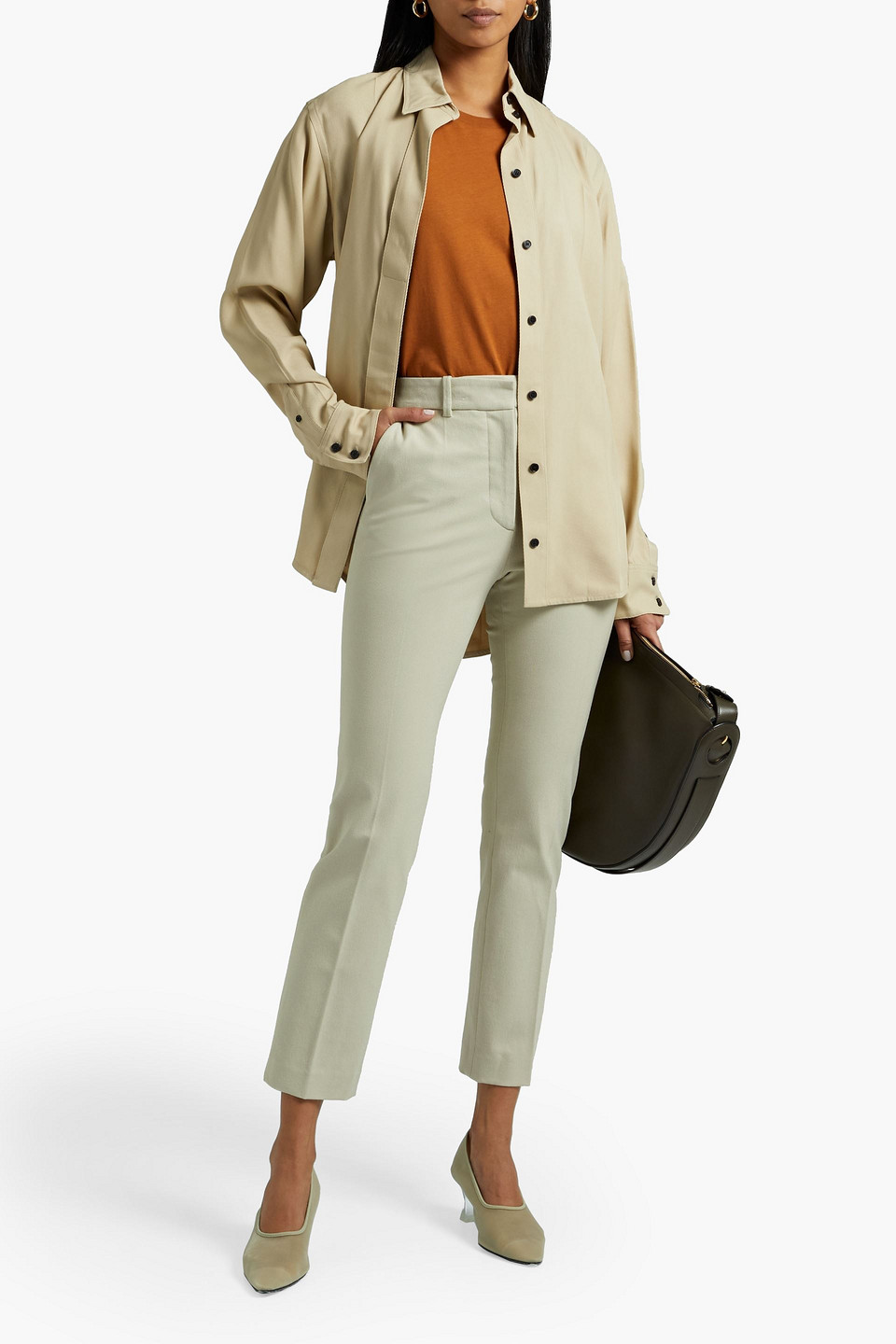 Joseph Coleman Cropped Stretch-gabardine Straight-leg Trousers In Cream
