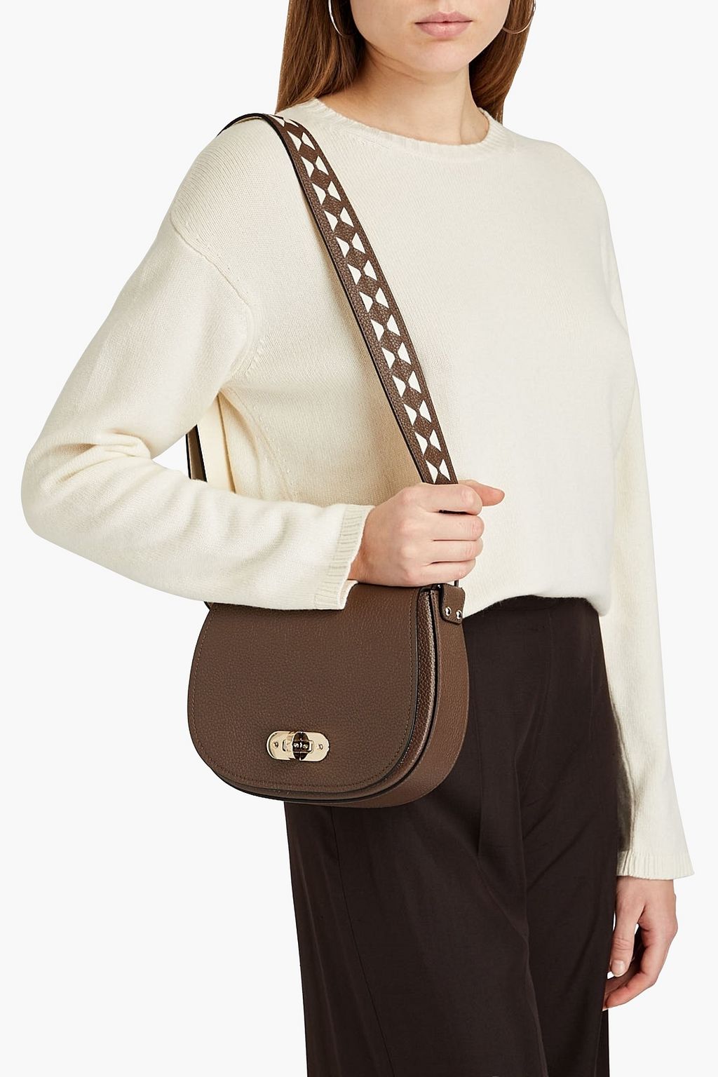 SERAPIAN Luna mini pebbled-leather shoulder bag