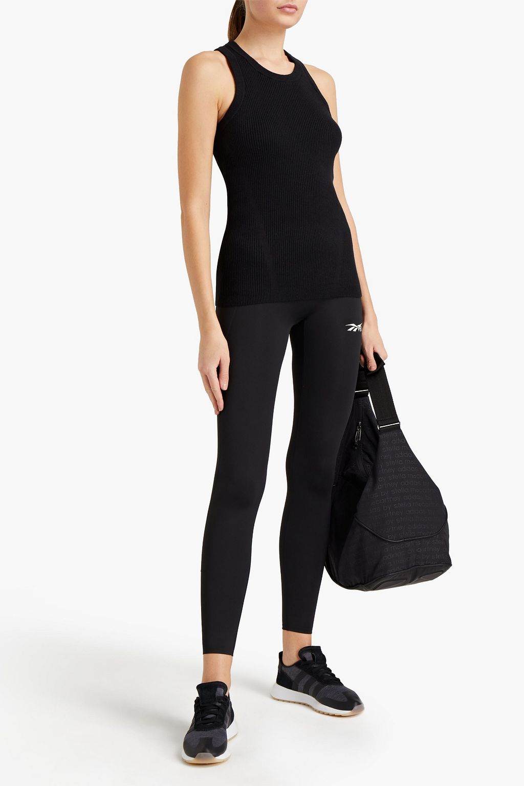 REEBOK X VICTORIA BECKHAM Embroidered ribbed-knit tank